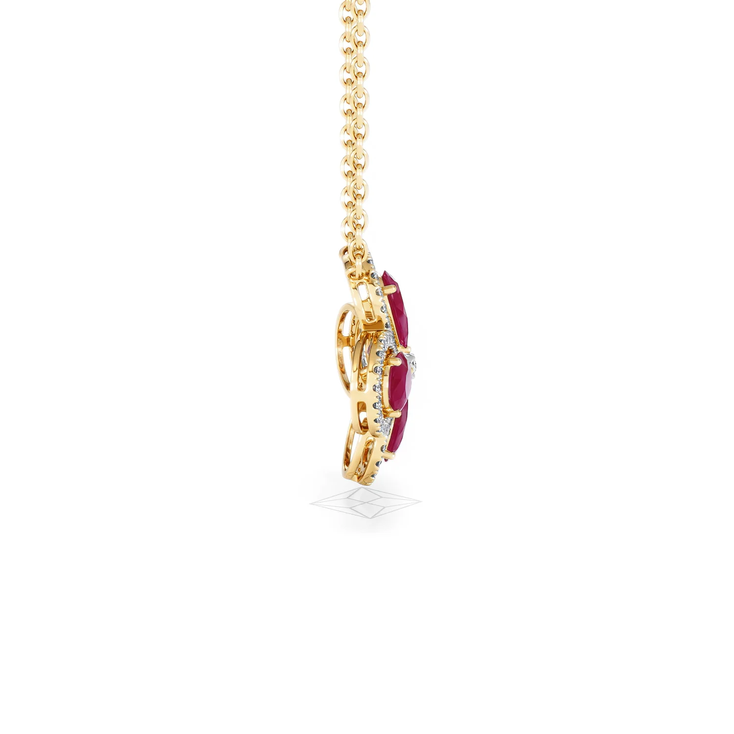 Bloom 3.30ct Lab Ruby and Lab Diamond Necklace in 18K Yellow Gold - Image 30