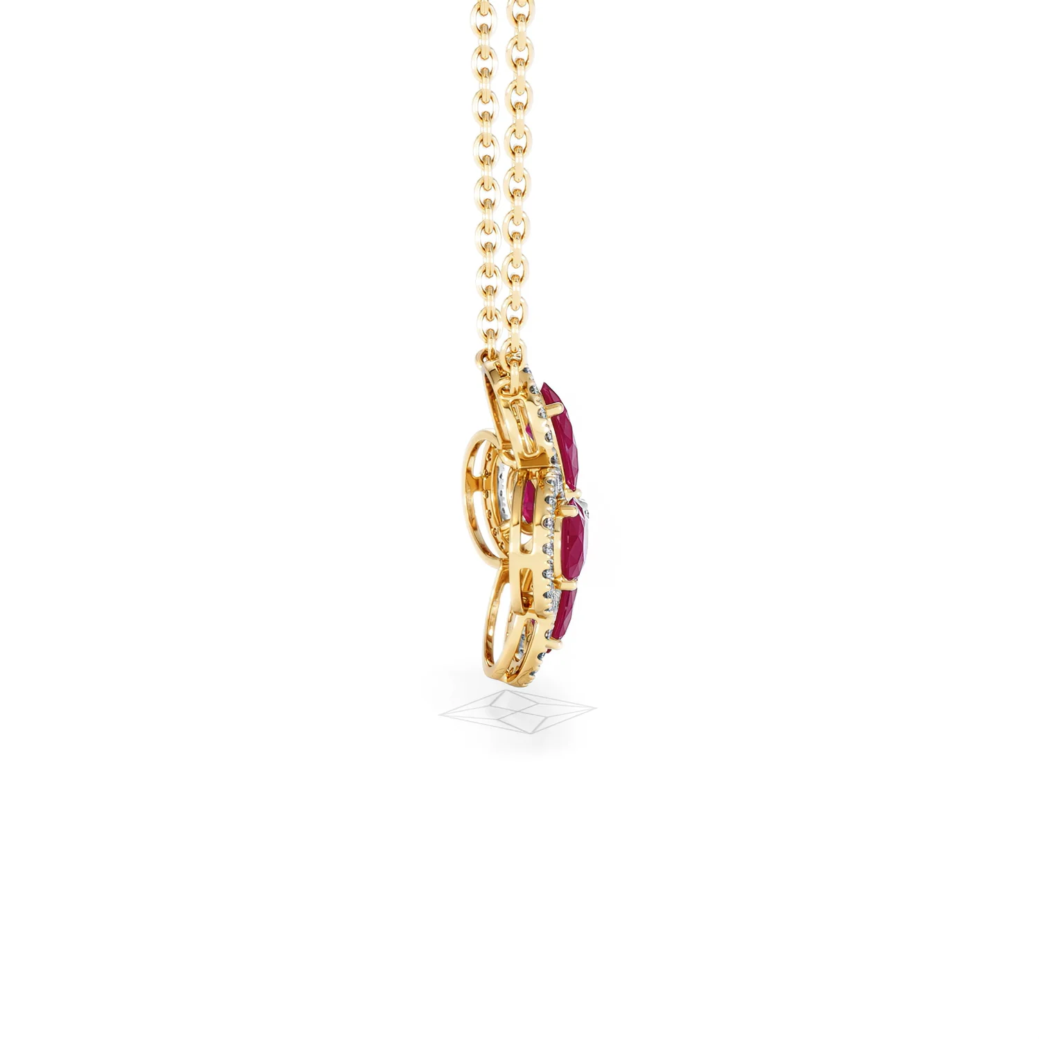 Bloom 3.30ct Lab Ruby and Lab Diamond Necklace in 18K Yellow Gold - Image 31