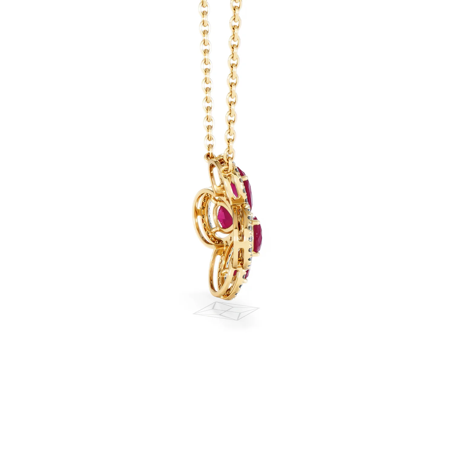 Bloom 3.30ct Lab Ruby and Lab Diamond Necklace in 18K Yellow Gold - Image 33