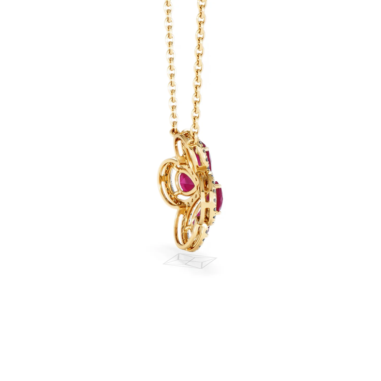 Bloom 3.30ct Lab Ruby and Lab Diamond Necklace in 18K Yellow Gold - Image 34