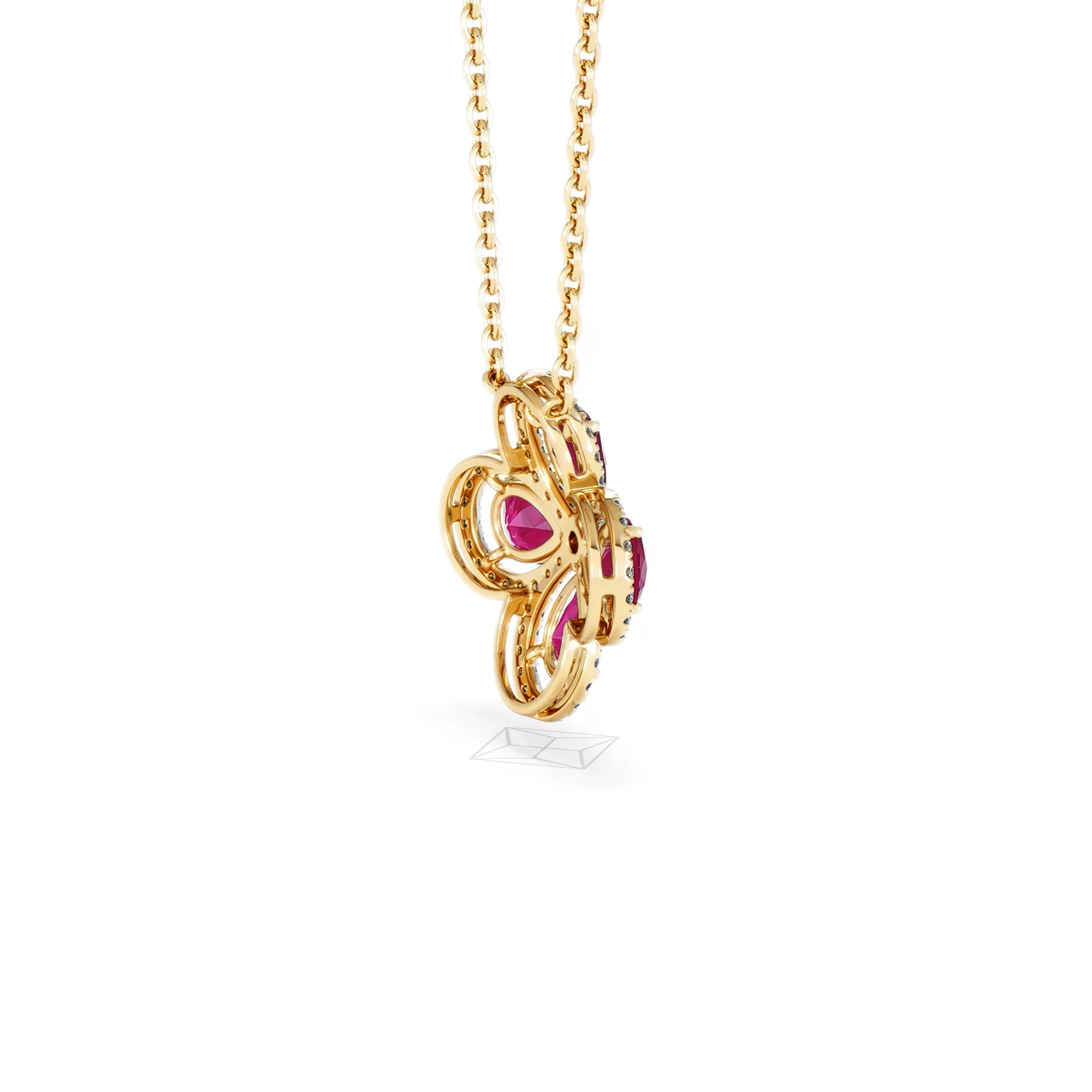 Bloom 3.30ct Lab Ruby and Lab Diamond Necklace in 18K Yellow Gold - Image 35