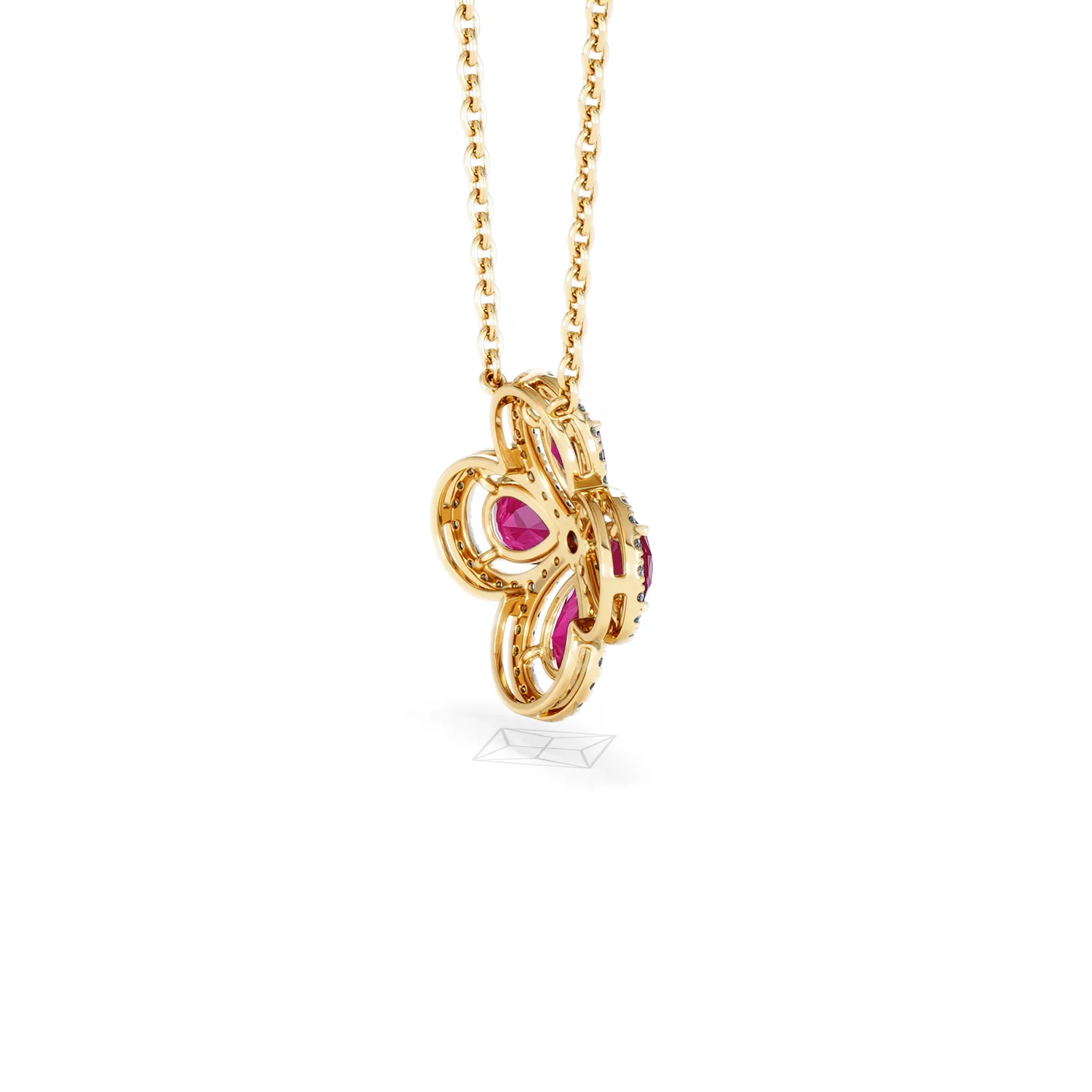 Bloom 3.30ct Lab Ruby and Lab Diamond Necklace in 18K Yellow Gold - Image 36