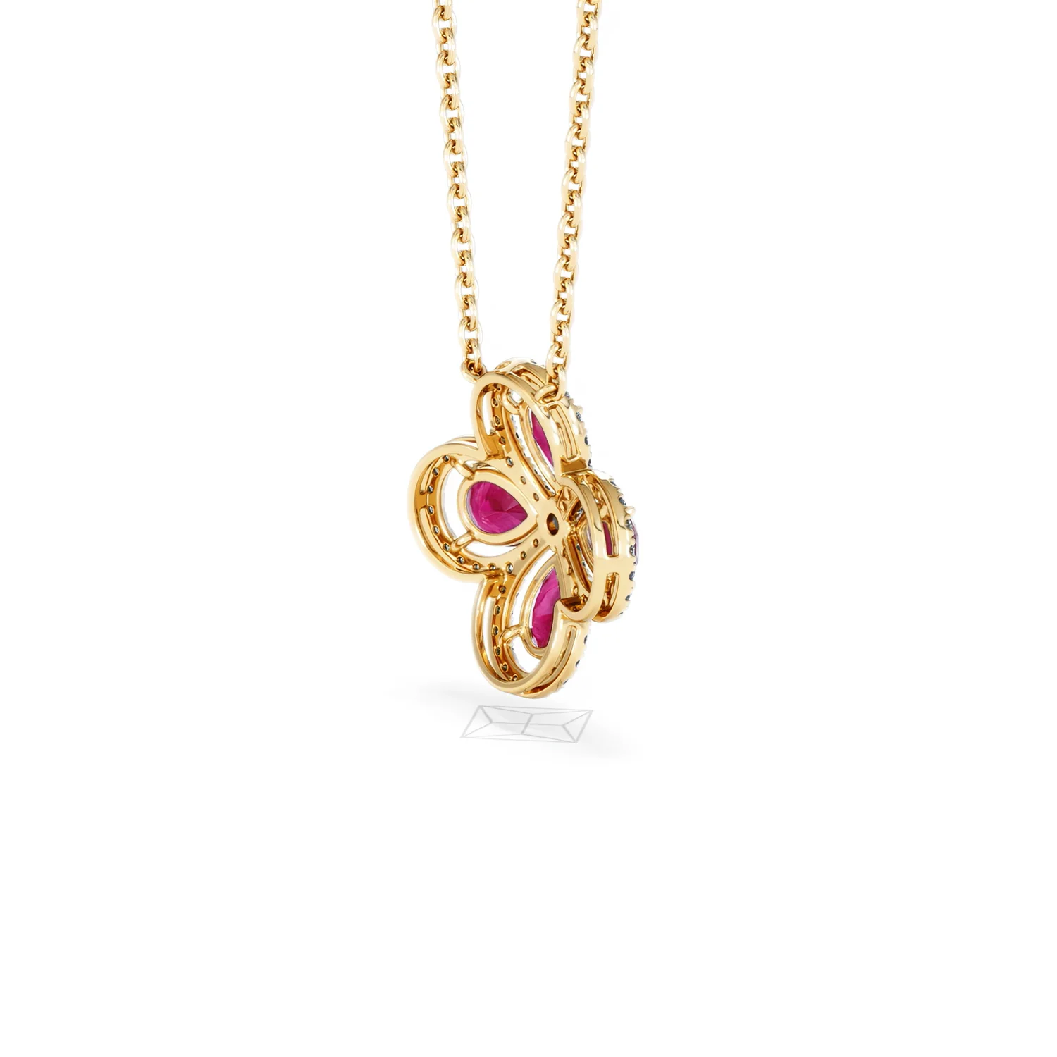 Bloom 3.30ct Lab Ruby and Lab Diamond Necklace in 18K Yellow Gold - Image 37
