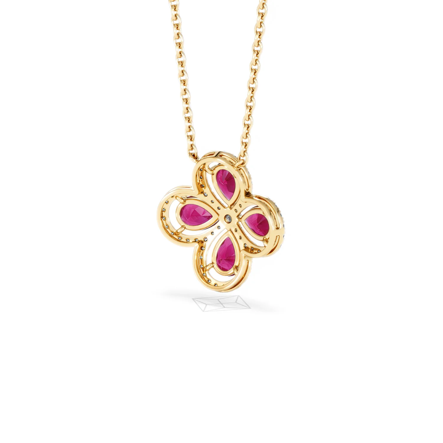 Bloom 3.30ct Lab Ruby and Lab Diamond Necklace in 18K Yellow Gold - Image 42