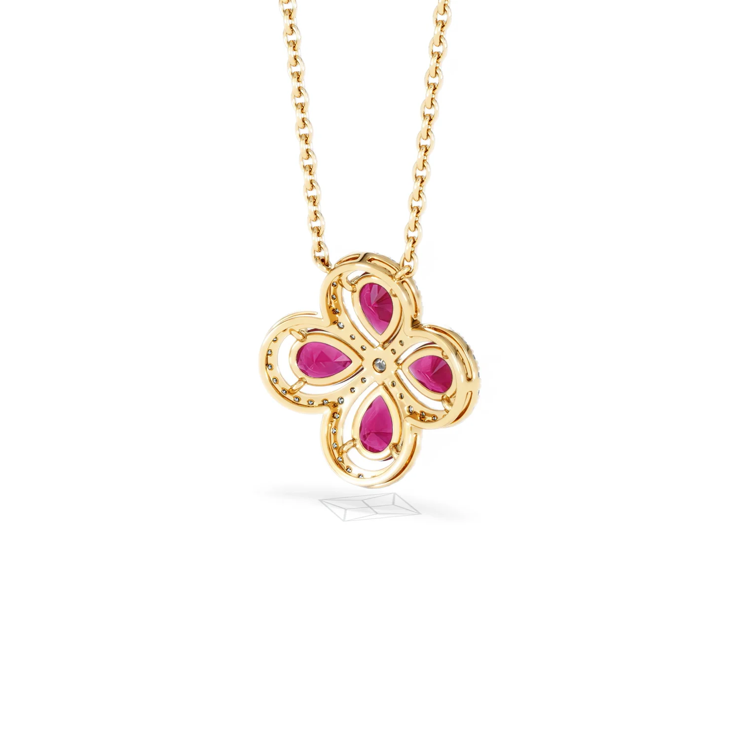 Bloom 3.30ct Lab Ruby and Lab Diamond Necklace in 18K Yellow Gold - Image 43