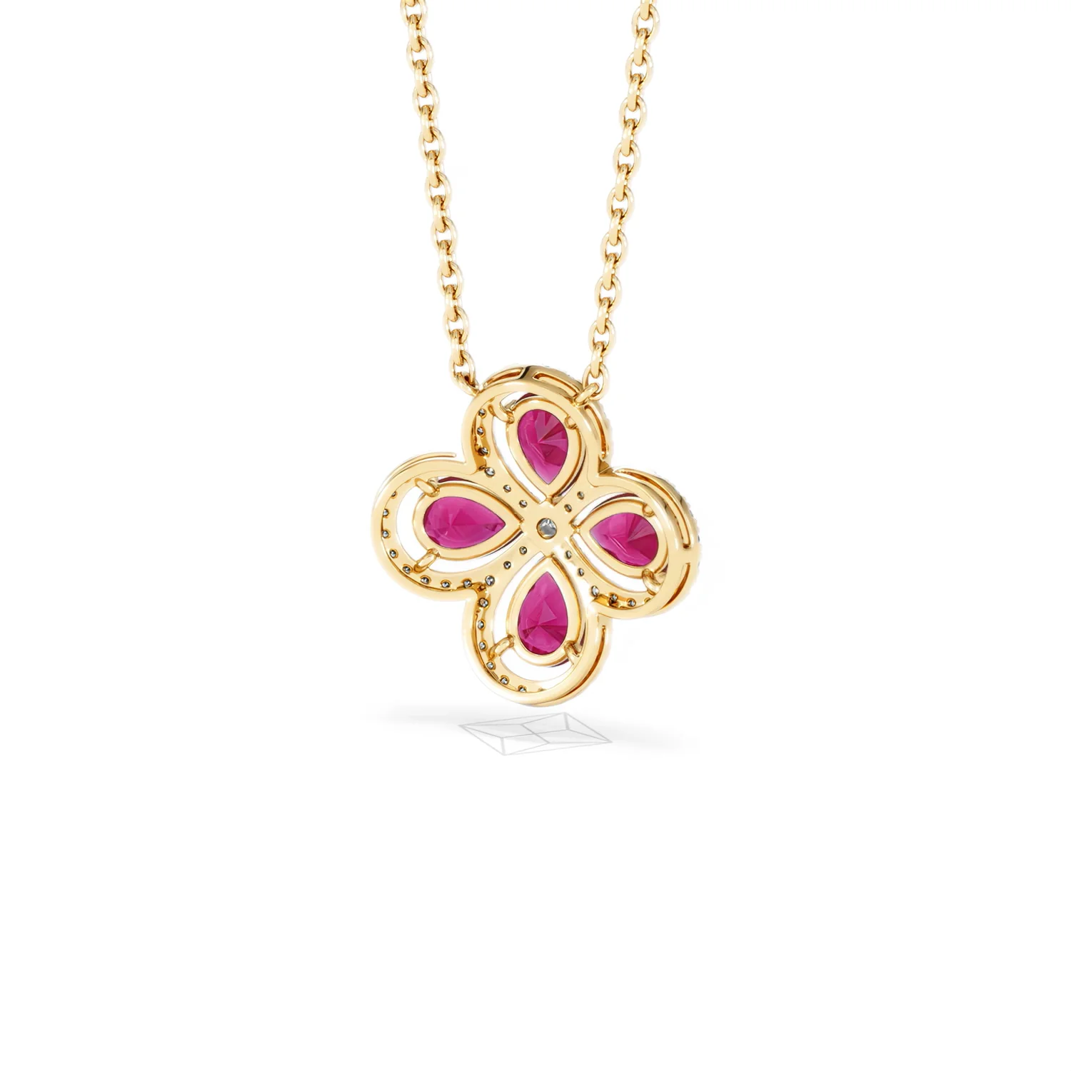 Bloom 3.30ct Lab Ruby and Lab Diamond Necklace in 18K Yellow Gold - Image 44