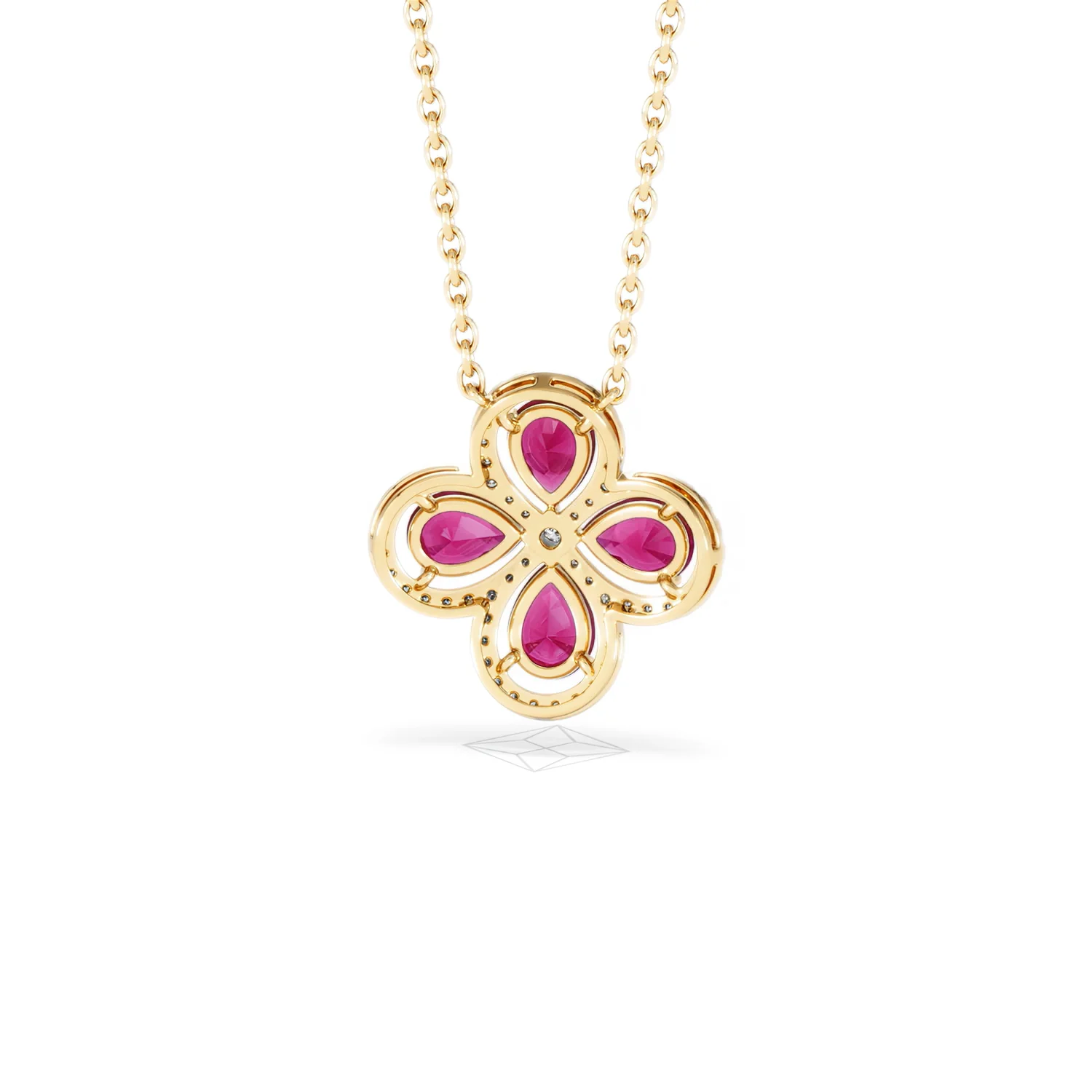 Bloom 3.30ct Lab Ruby and Lab Diamond Necklace in 18K Yellow Gold - Image 47