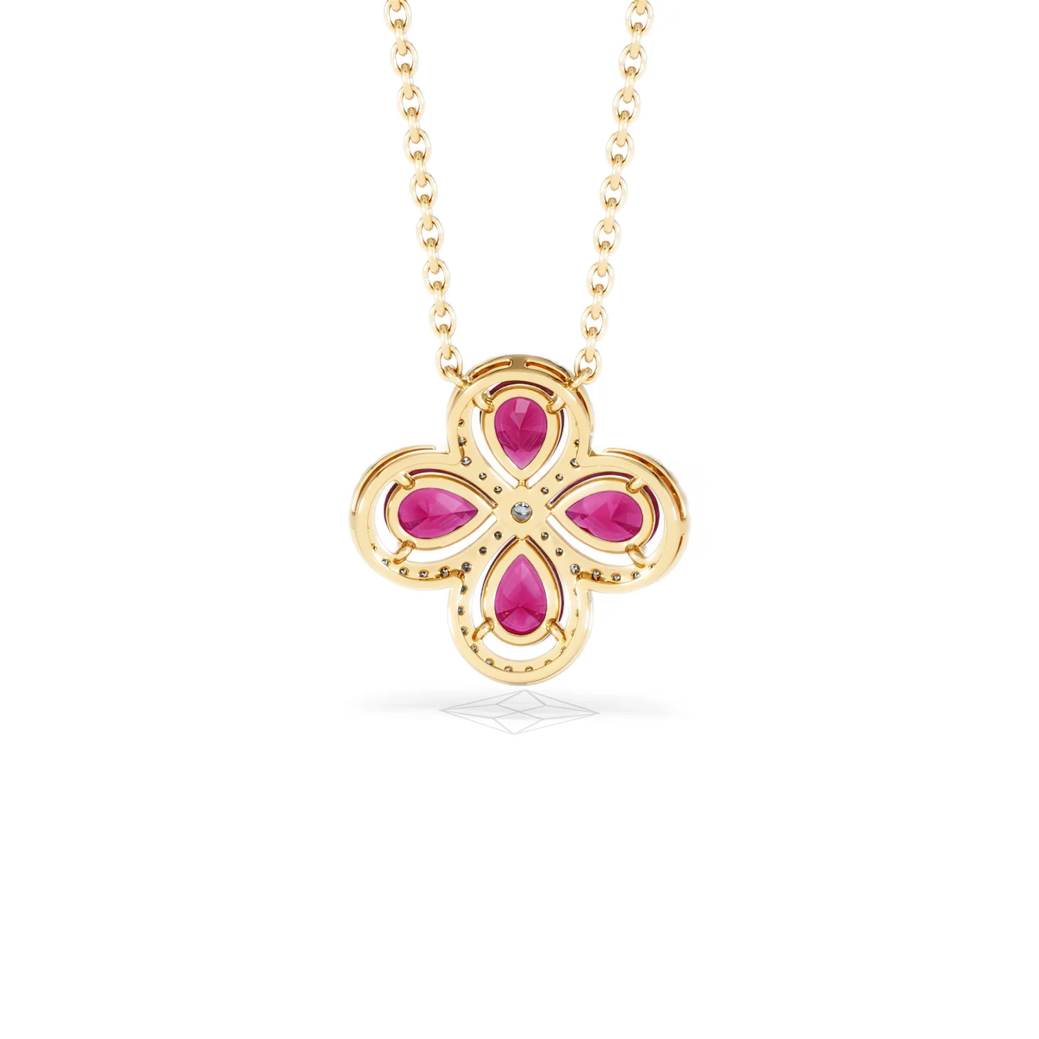 Bloom 3.30ct Lab Ruby and Lab Diamond Necklace in 18K Yellow Gold - Image 48