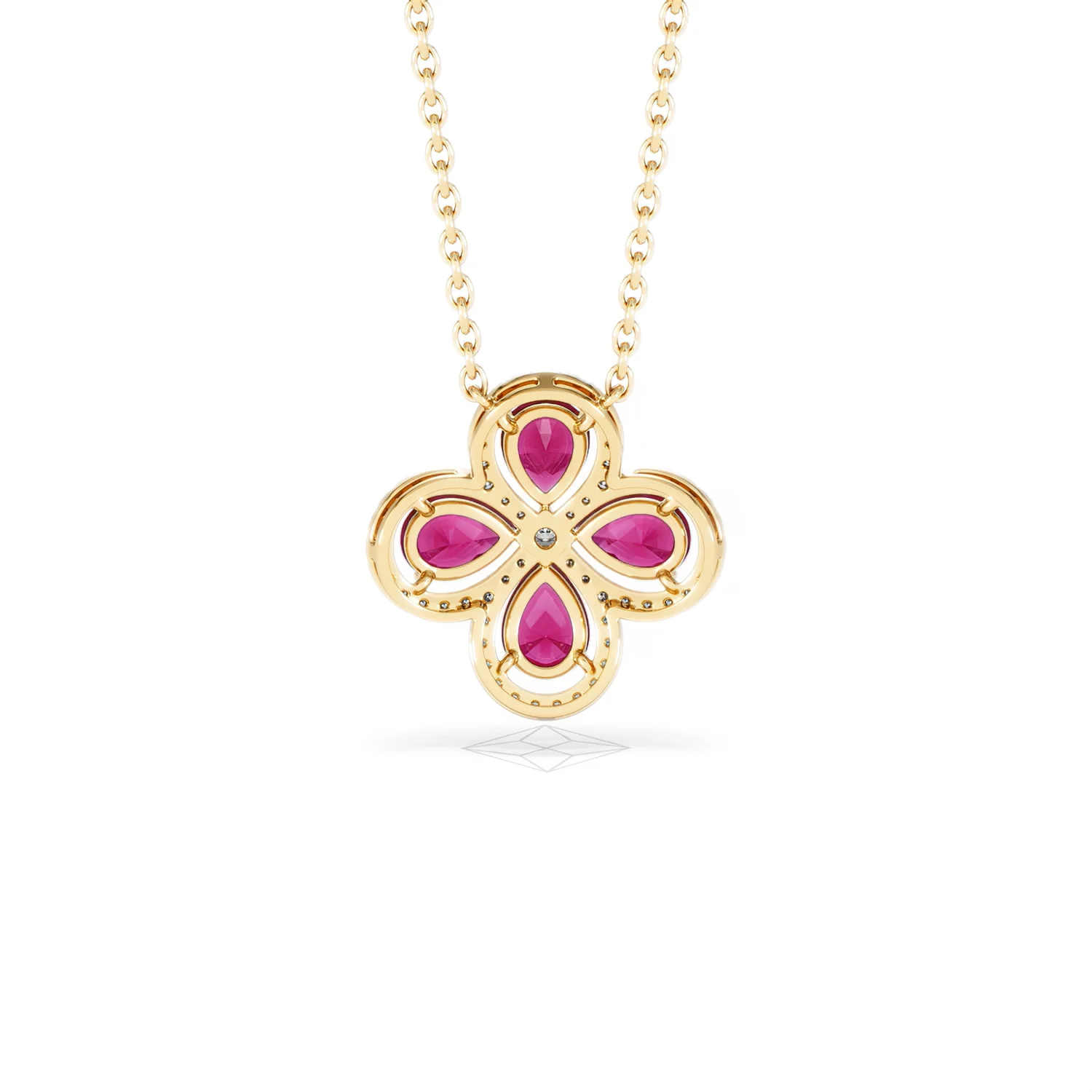 Bloom 3.30ct Lab Ruby and Lab Diamond Necklace in 18K Yellow Gold - Image 49