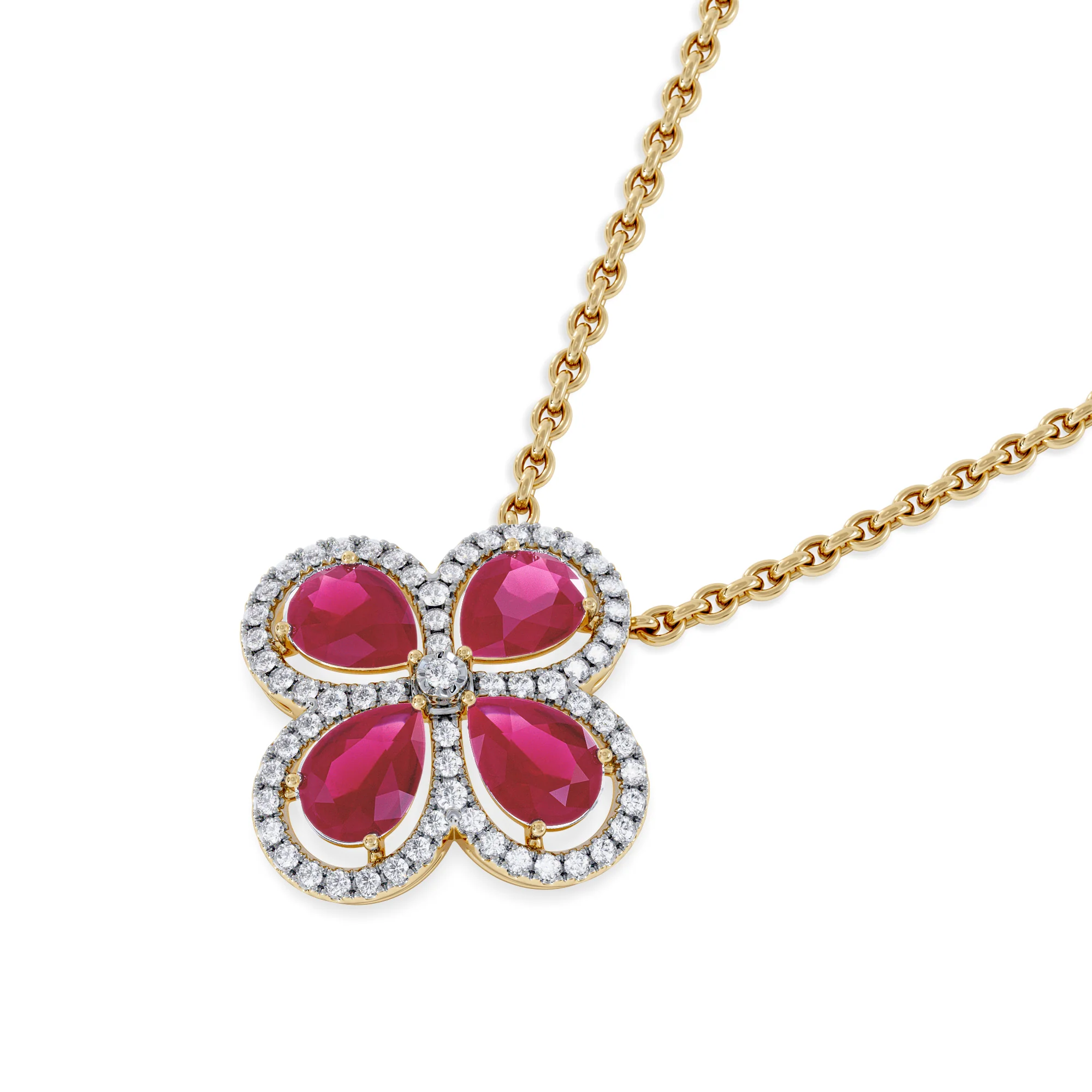 Bloom 3.30ct Lab Ruby and Lab Diamond Necklace in 18K Yellow Gold - Image 5