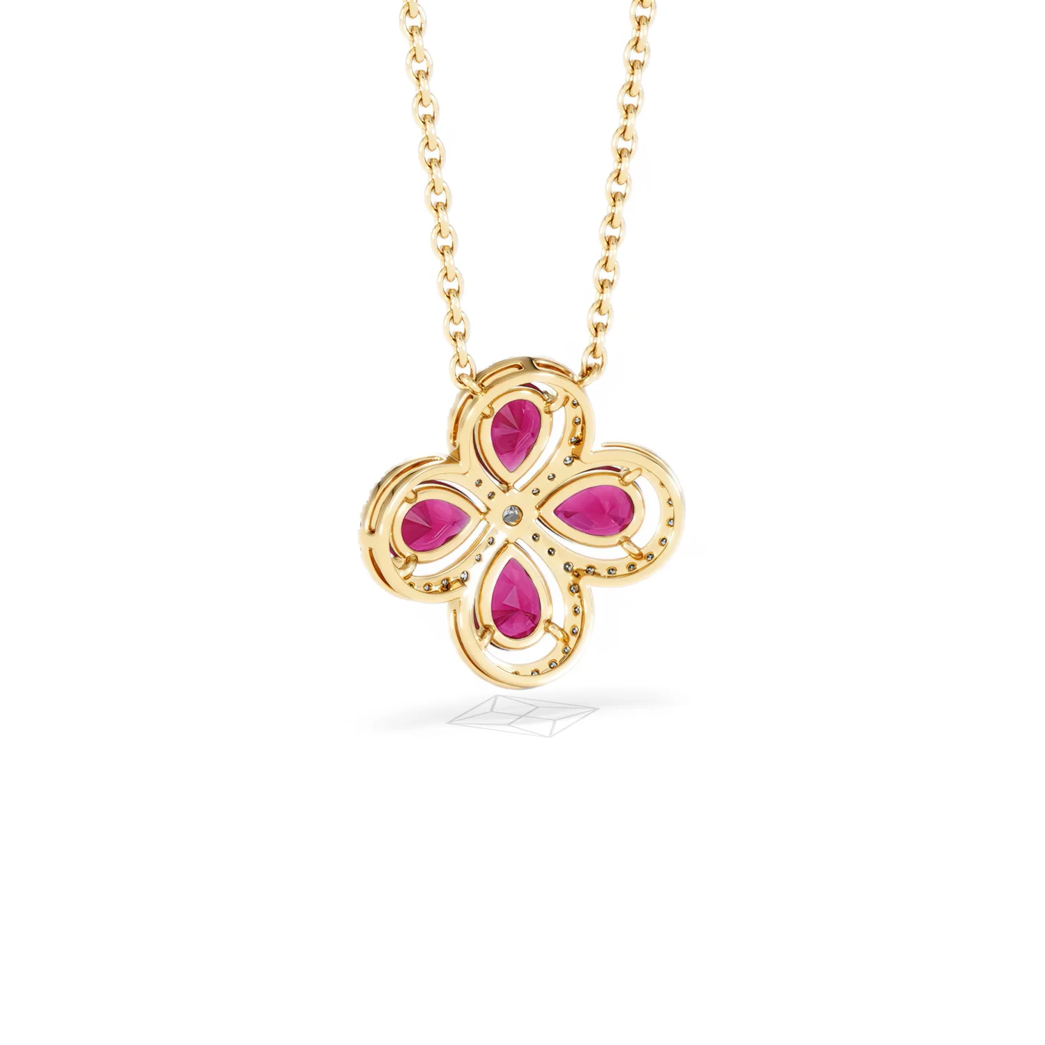 Bloom 3.30ct Lab Ruby and Lab Diamond Necklace in 18K Yellow Gold - Image 53