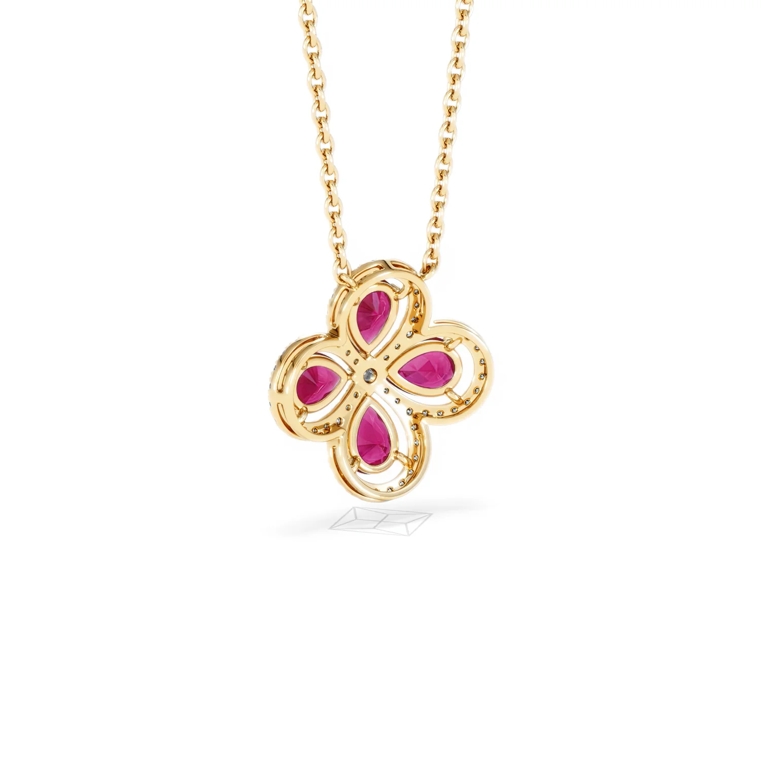 Bloom 3.30ct Lab Ruby and Lab Diamond Necklace in 18K Yellow Gold - Image 55