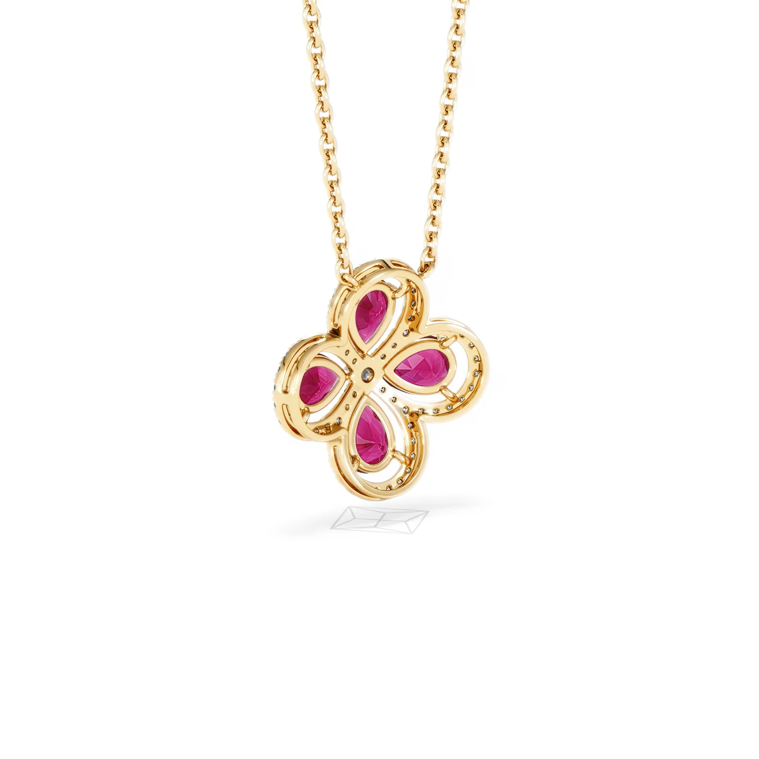 Bloom 3.30ct Lab Ruby and Lab Diamond Necklace in 18K Yellow Gold - Image 56