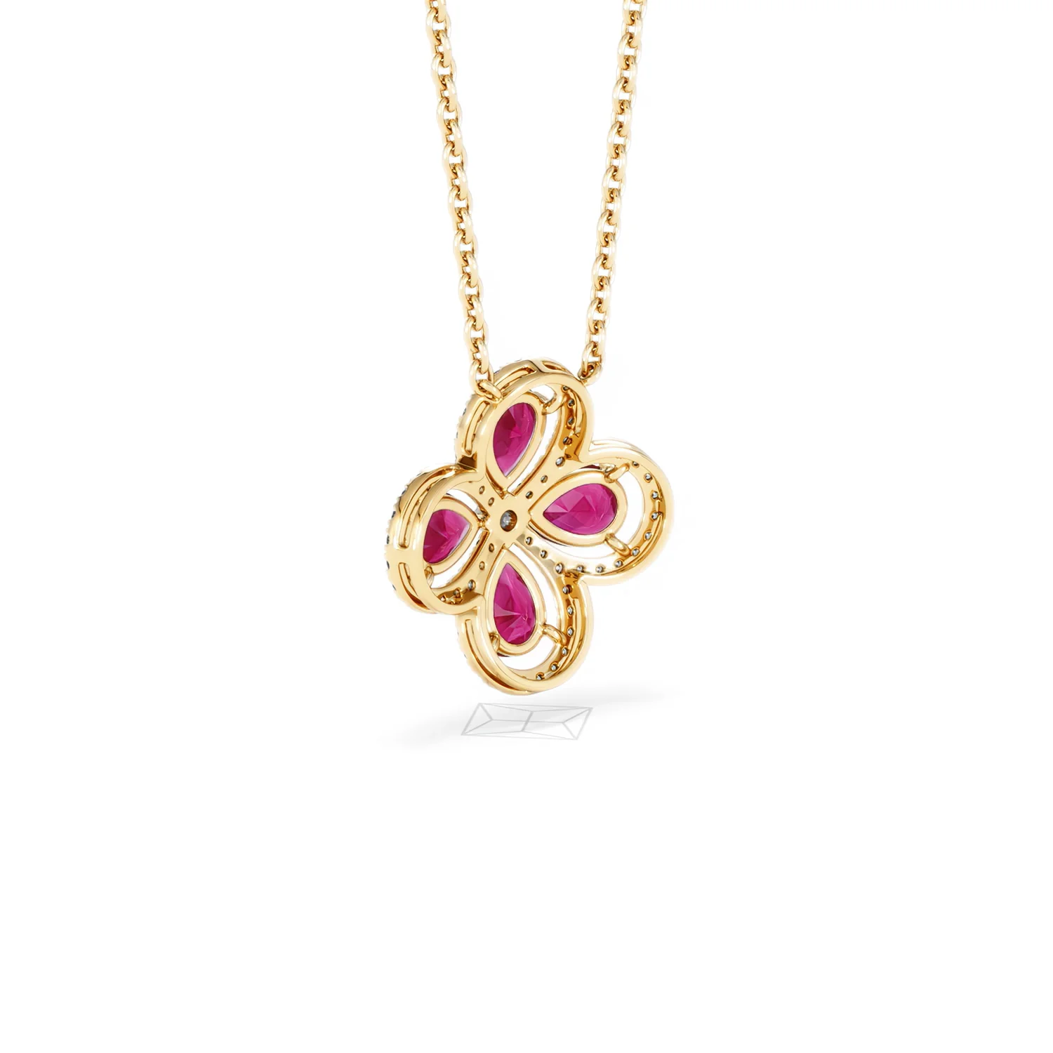 Bloom 3.30ct Lab Ruby and Lab Diamond Necklace in 18K Yellow Gold - Image 57