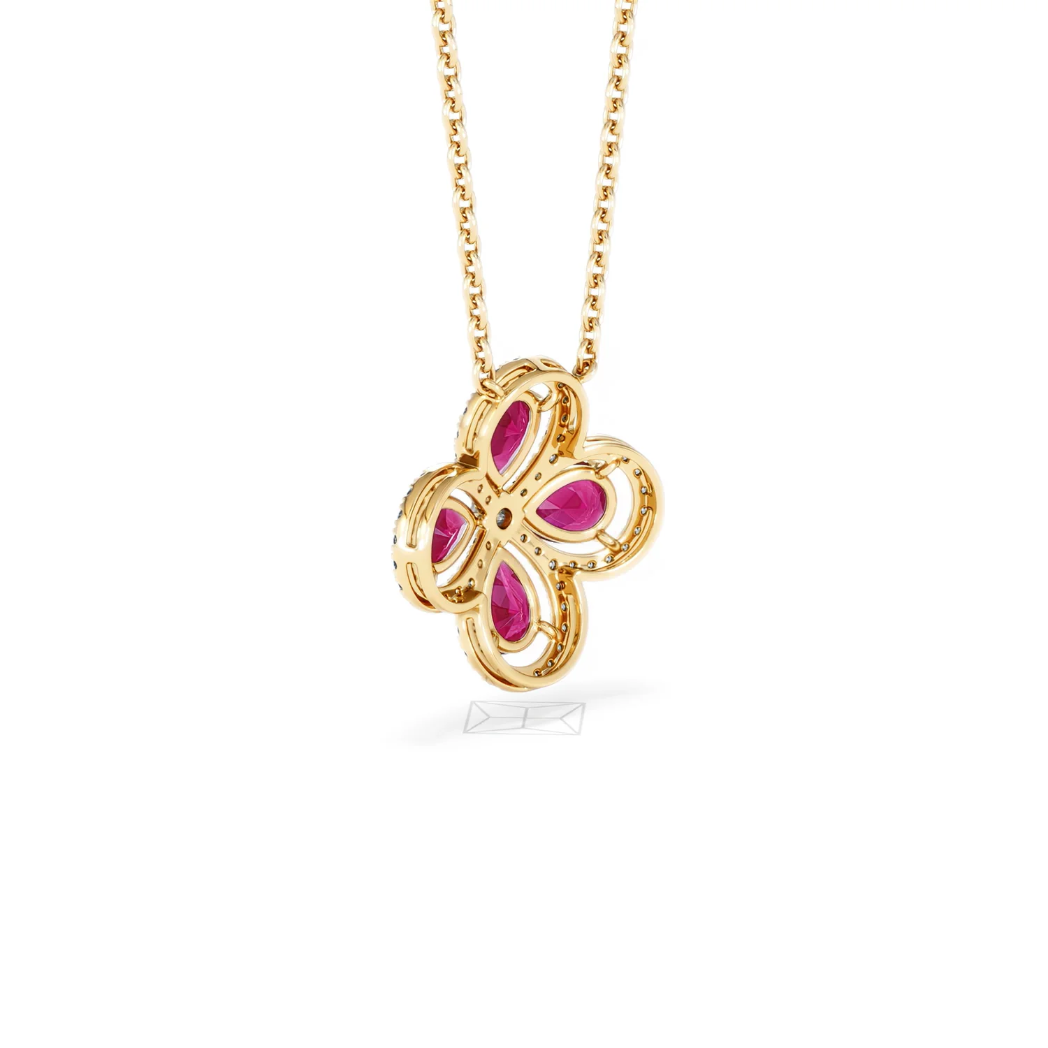 Bloom 3.30ct Lab Ruby and Lab Diamond Necklace in 18K Yellow Gold - Image 58