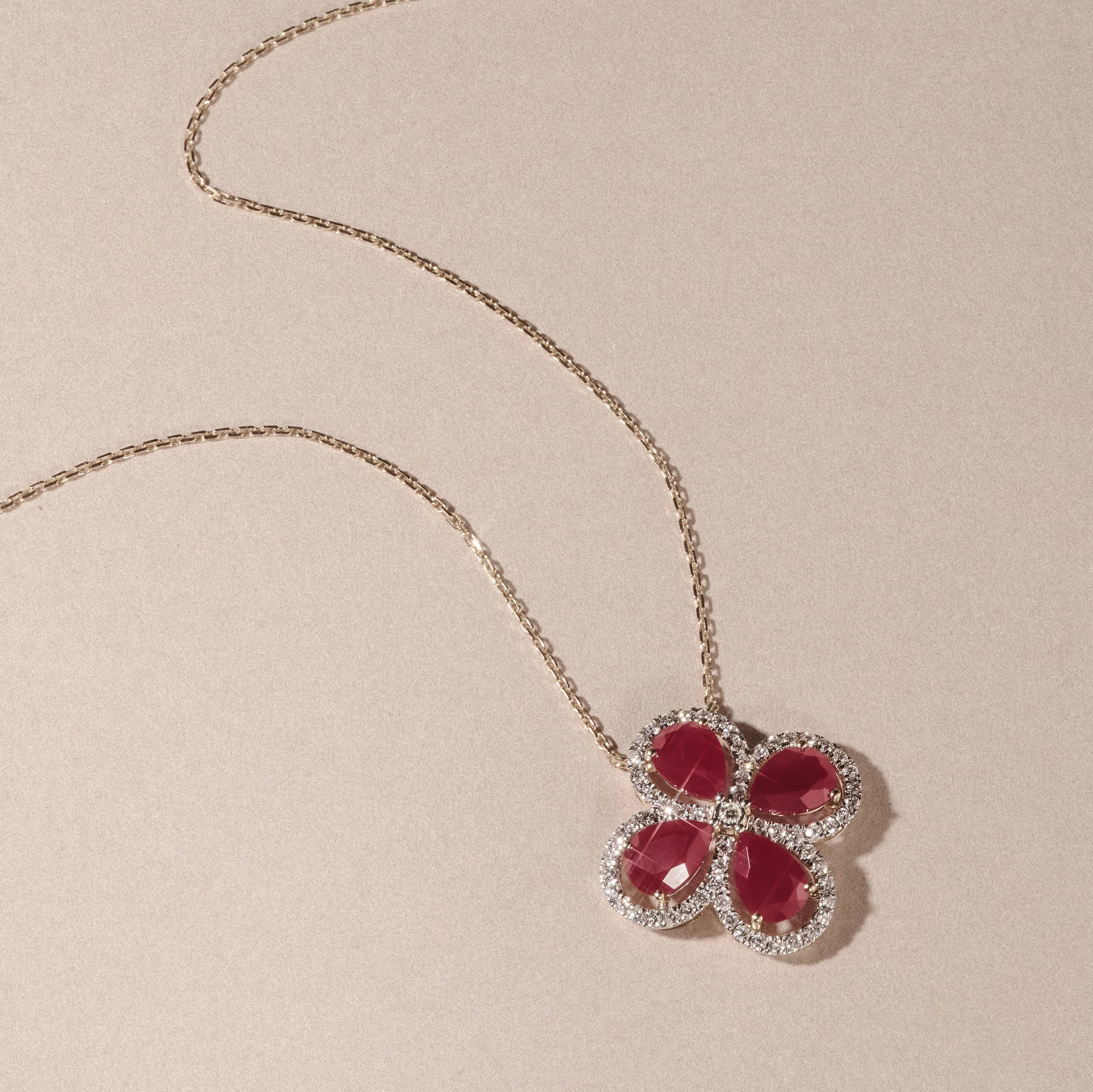 Bloom 3.30ct Lab Ruby and Lab Diamond Necklace in 18K Yellow Gold - Image 6