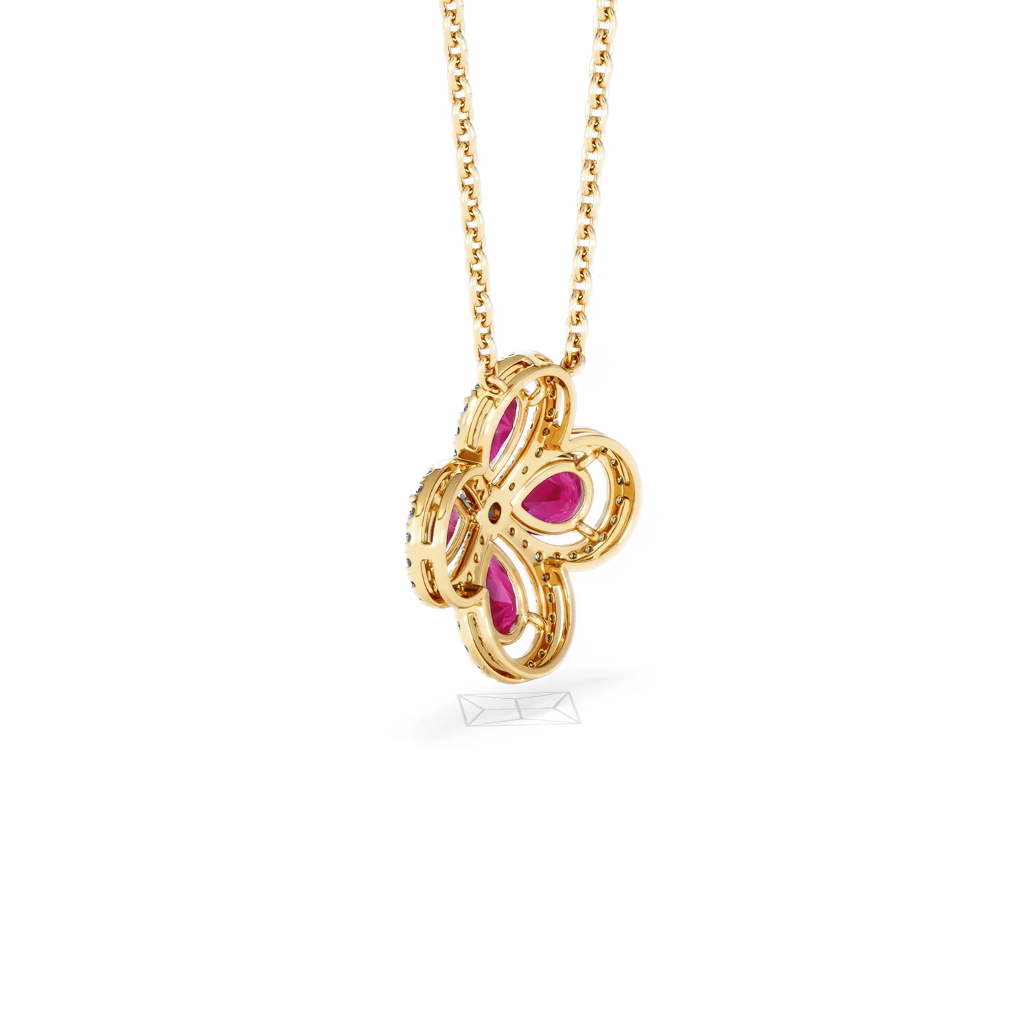 Bloom 3.30ct Lab Ruby and Lab Diamond Necklace in 18K Yellow Gold - Image 60