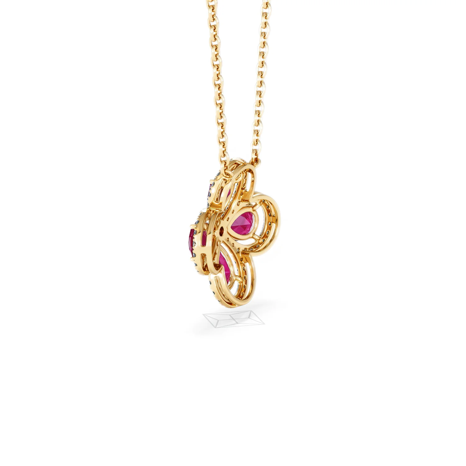 Bloom 3.30ct Lab Ruby and Lab Diamond Necklace in 18K Yellow Gold - Image 62