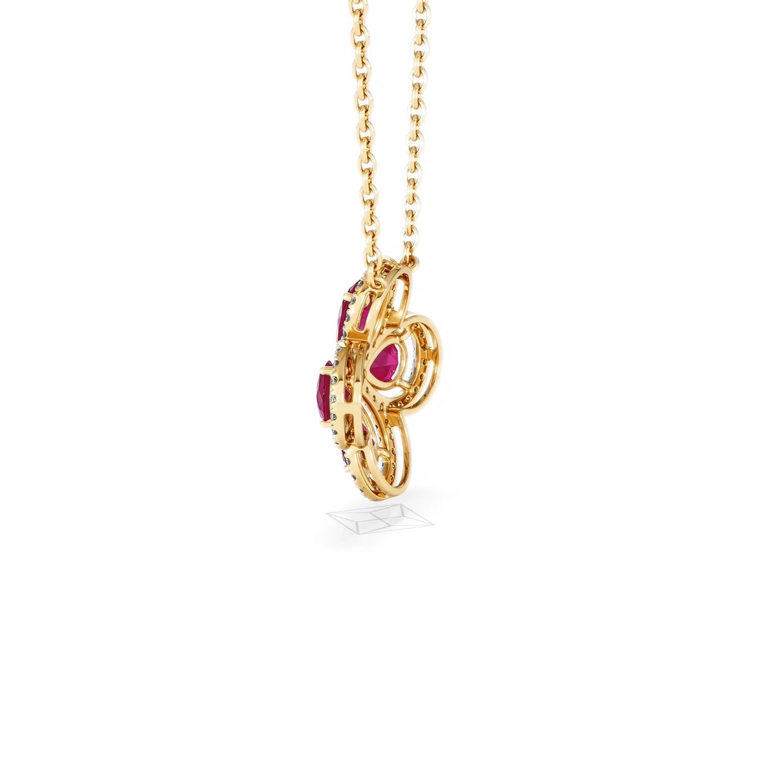 Bloom 3.30ct Lab Ruby and Lab Diamond Necklace in 18K Yellow Gold - Image 64