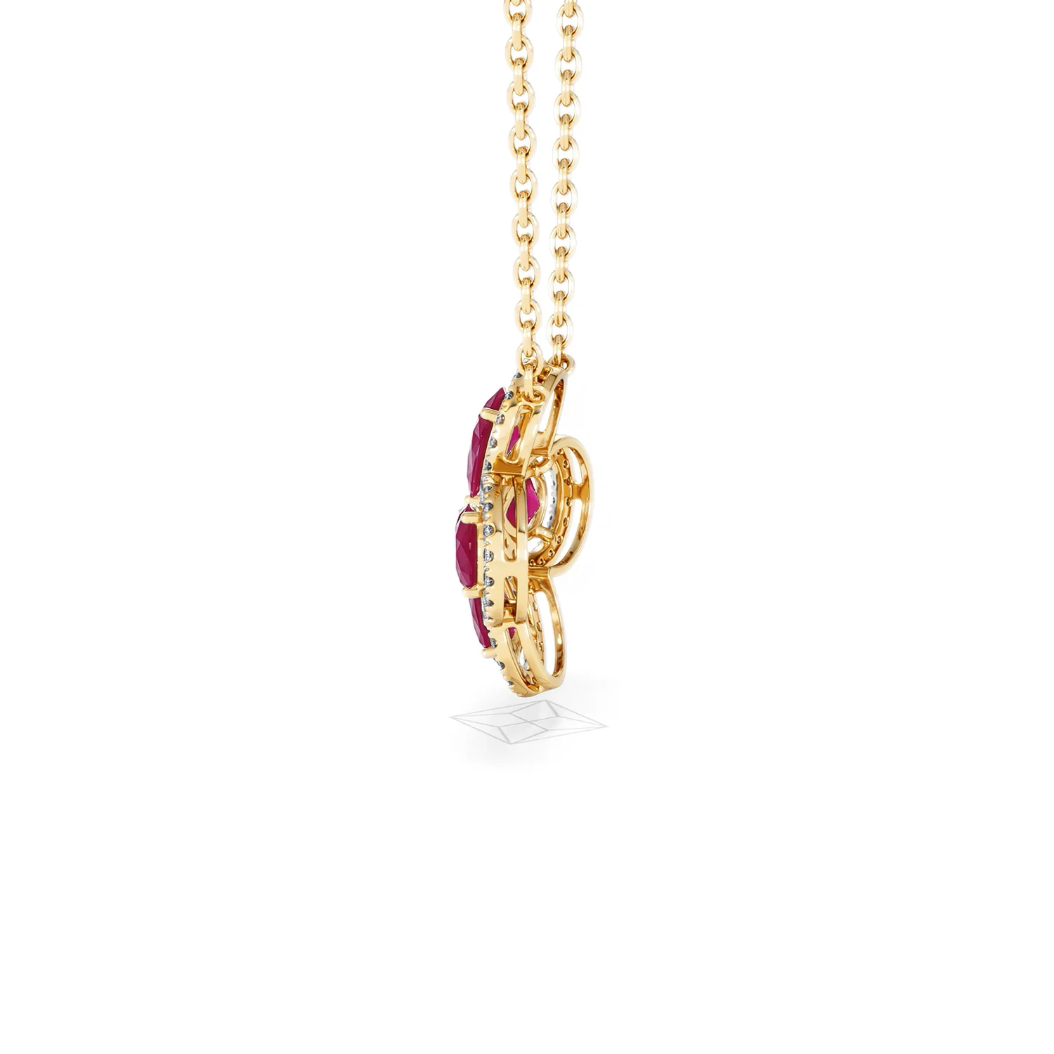Bloom 3.30ct Lab Ruby and Lab Diamond Necklace in 18K Yellow Gold - Image 66