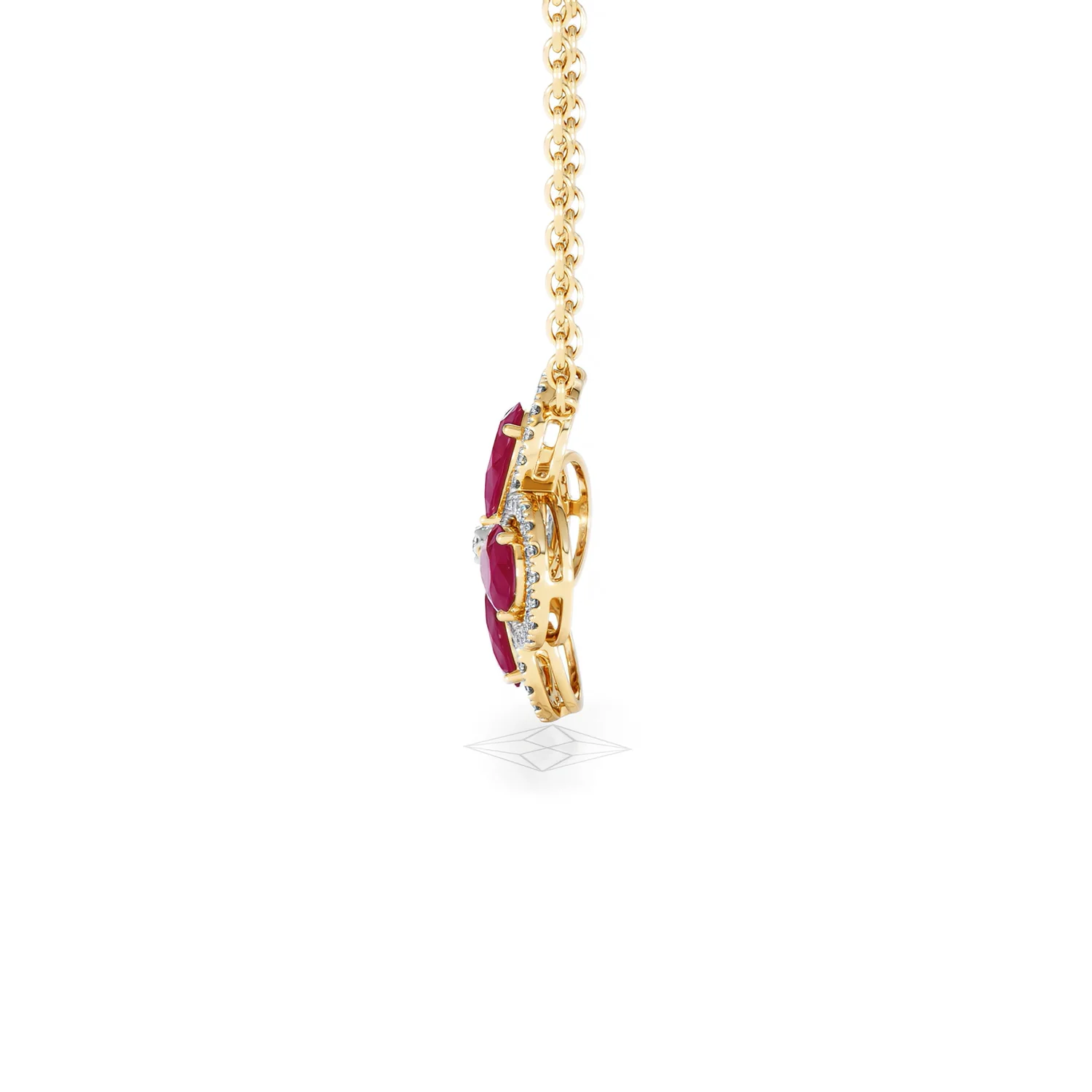 Bloom 3.30ct Lab Ruby and Lab Diamond Necklace in 18K Yellow Gold - Image 68