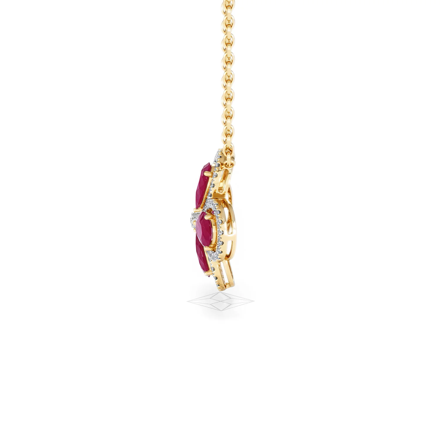 Bloom 3.30ct Lab Ruby and Lab Diamond Necklace in 18K Yellow Gold - Image 69