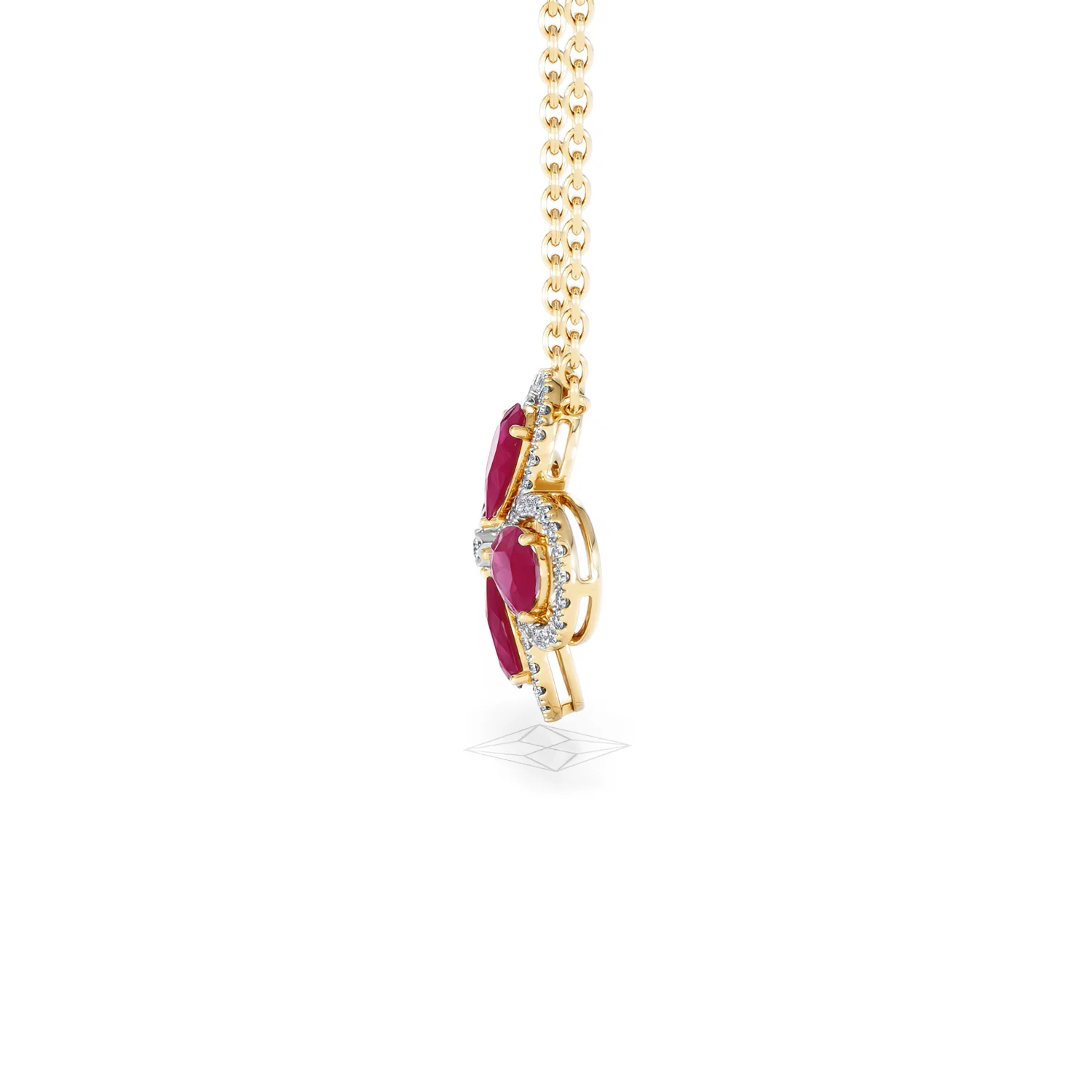 Bloom 3.30ct Lab Ruby and Lab Diamond Necklace in 18K Yellow Gold - Image 70