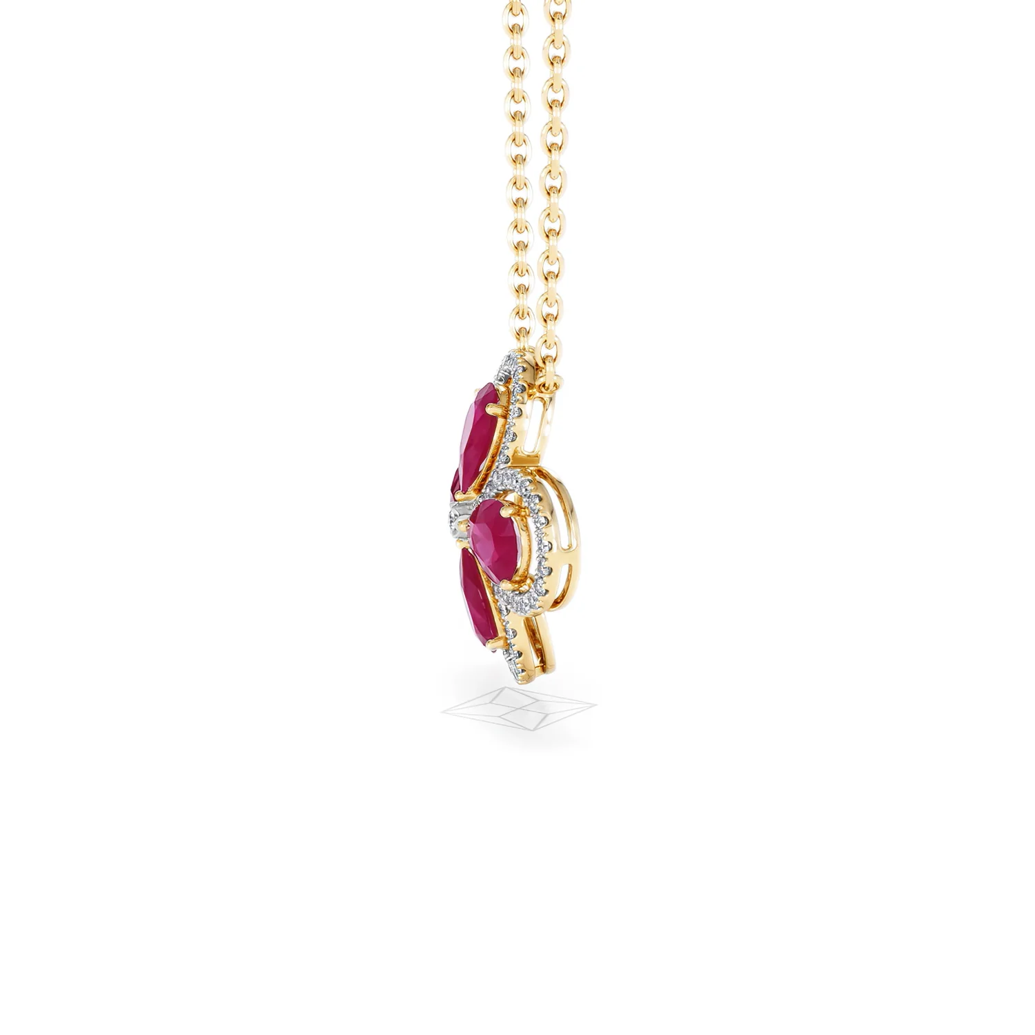 Bloom 3.30ct Lab Ruby and Lab Diamond Necklace in 18K Yellow Gold - Image 71