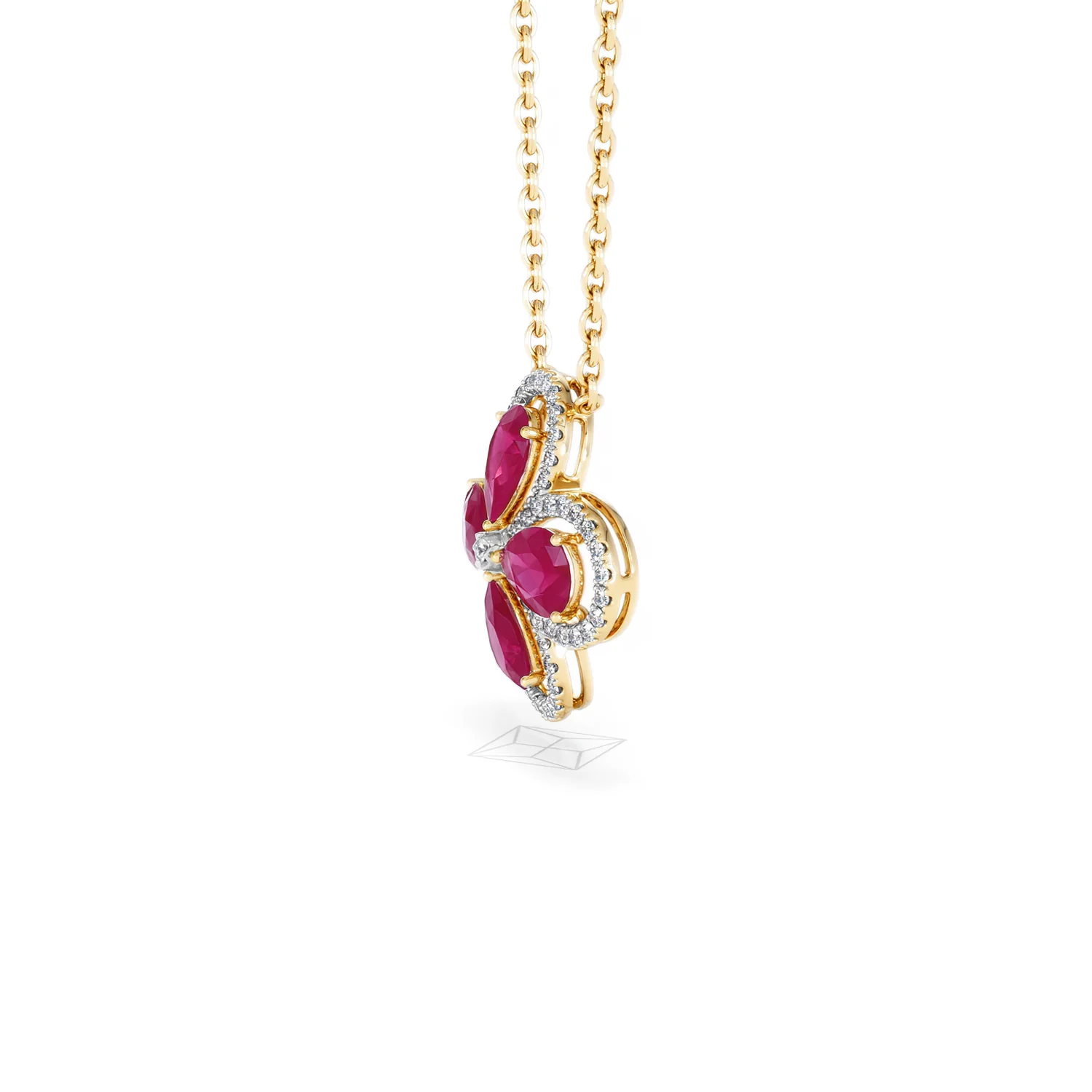 Bloom 3.30ct Lab Ruby and Lab Diamond Necklace in 18K Yellow Gold - Image 73