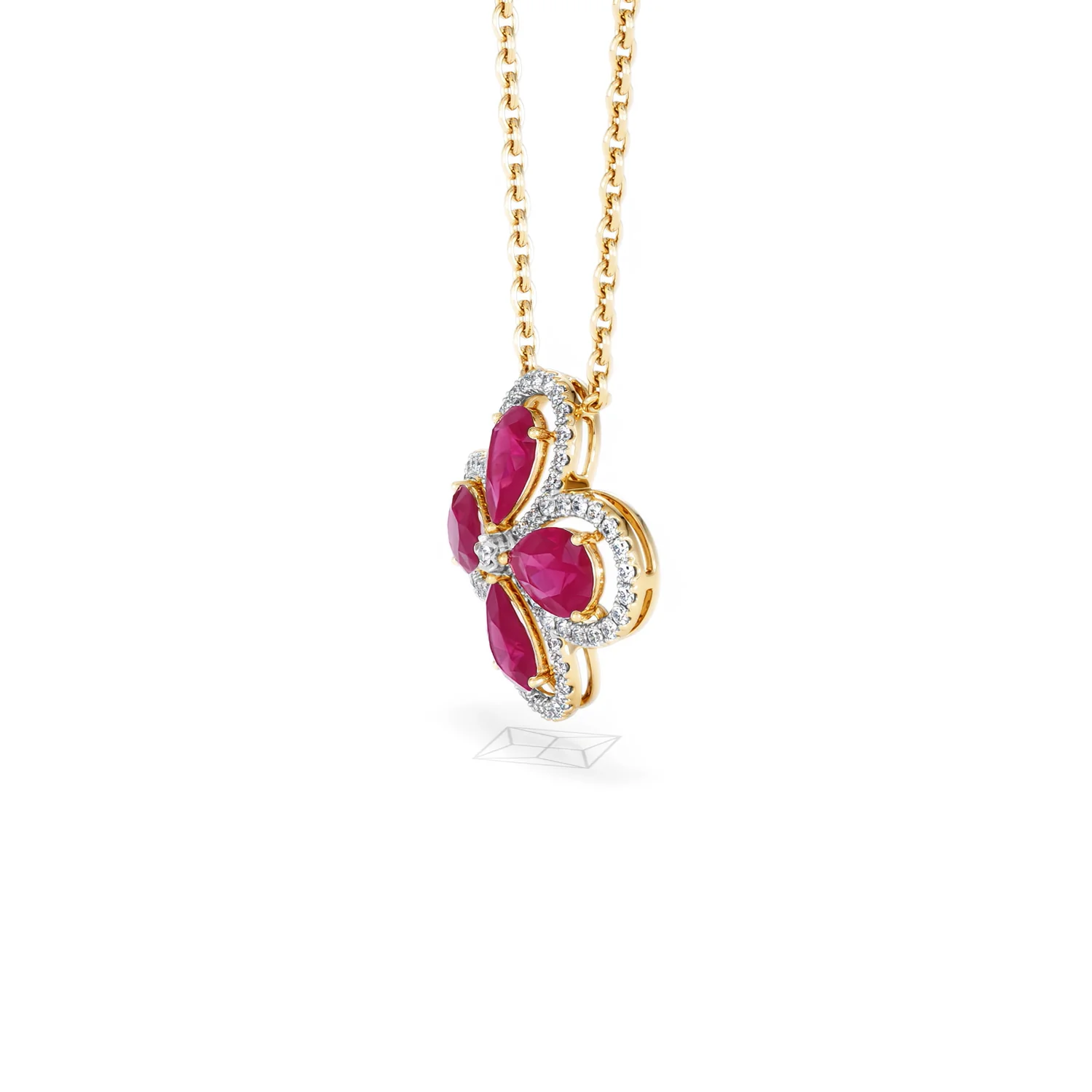 Bloom 3.30ct Lab Ruby and Lab Diamond Necklace in 18K Yellow Gold - Image 75