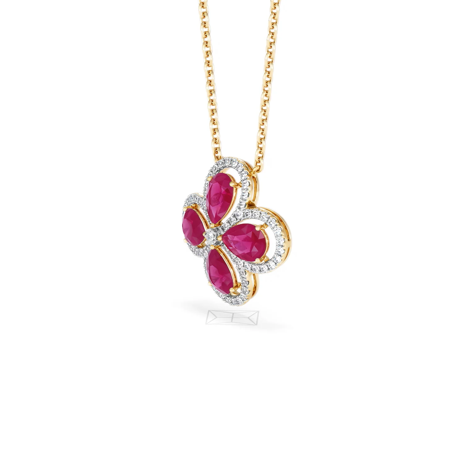 Bloom 3.30ct Lab Ruby and Lab Diamond Necklace in 18K Yellow Gold - Image 78
