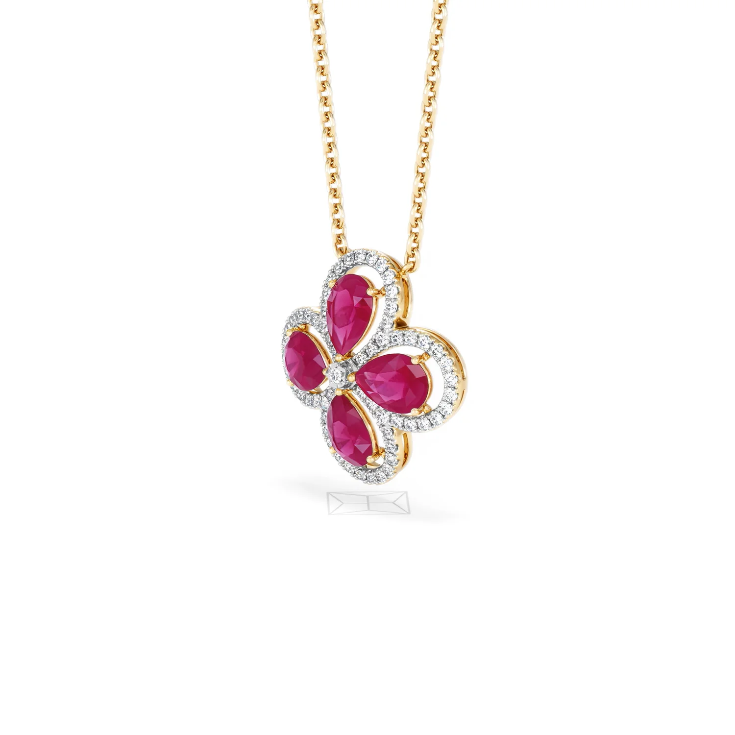 Bloom 3.30ct Lab Ruby and Lab Diamond Necklace in 18K Yellow Gold - Image 79