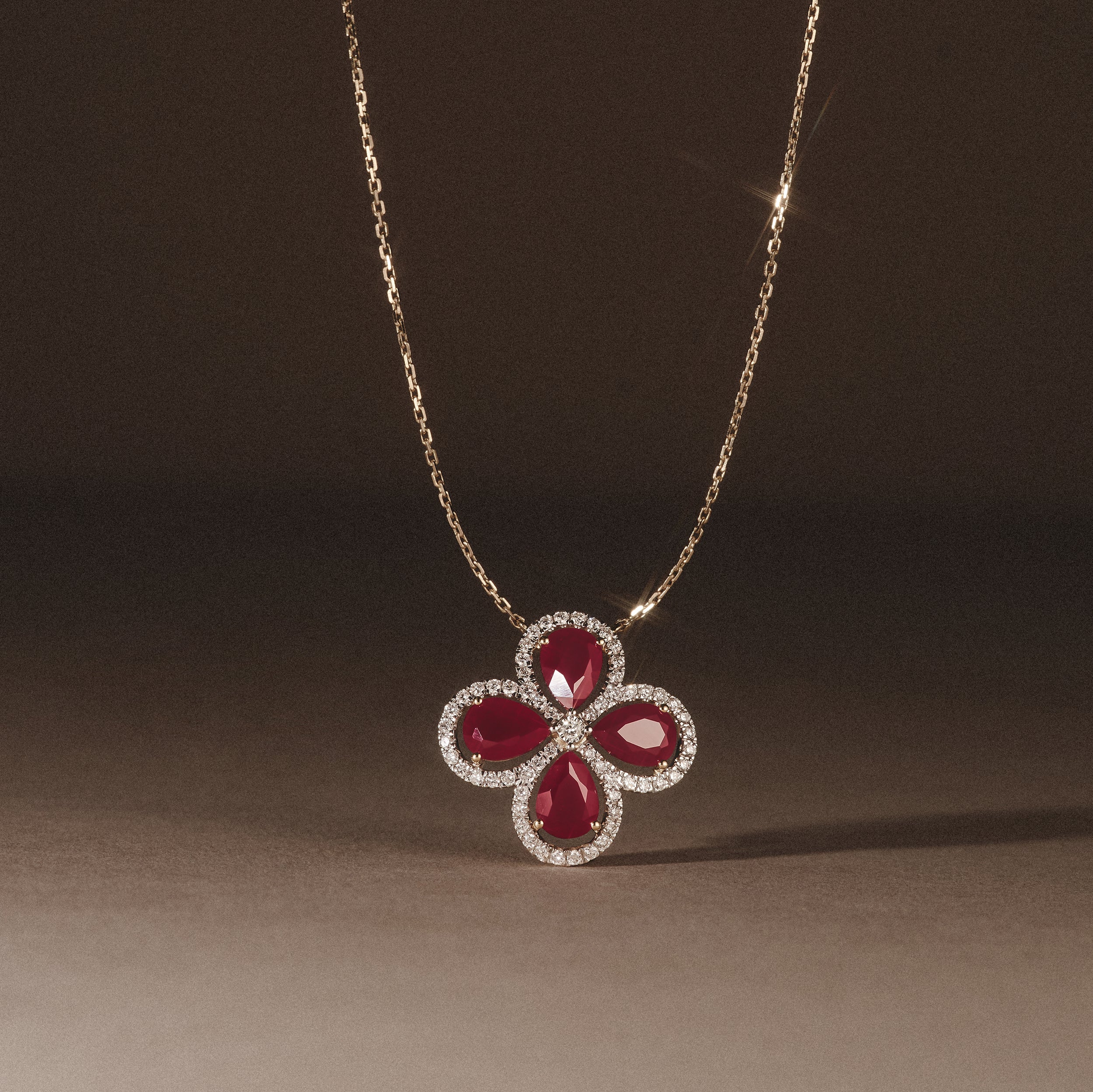 Bloom 3.30ct Lab Ruby and Lab Diamond Necklace in 18K Yellow Gold - Image 8