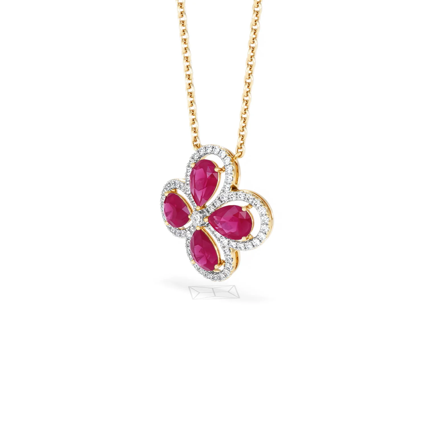 Bloom 3.30ct Lab Ruby and Lab Diamond Necklace in 18K Yellow Gold - Image 80