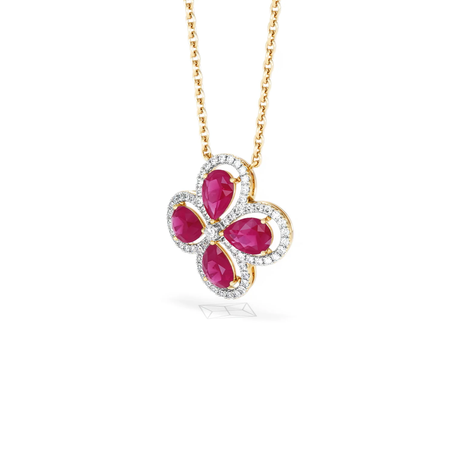 Bloom 3.30ct Lab Ruby and Lab Diamond Necklace in 18K Yellow Gold - Image 81