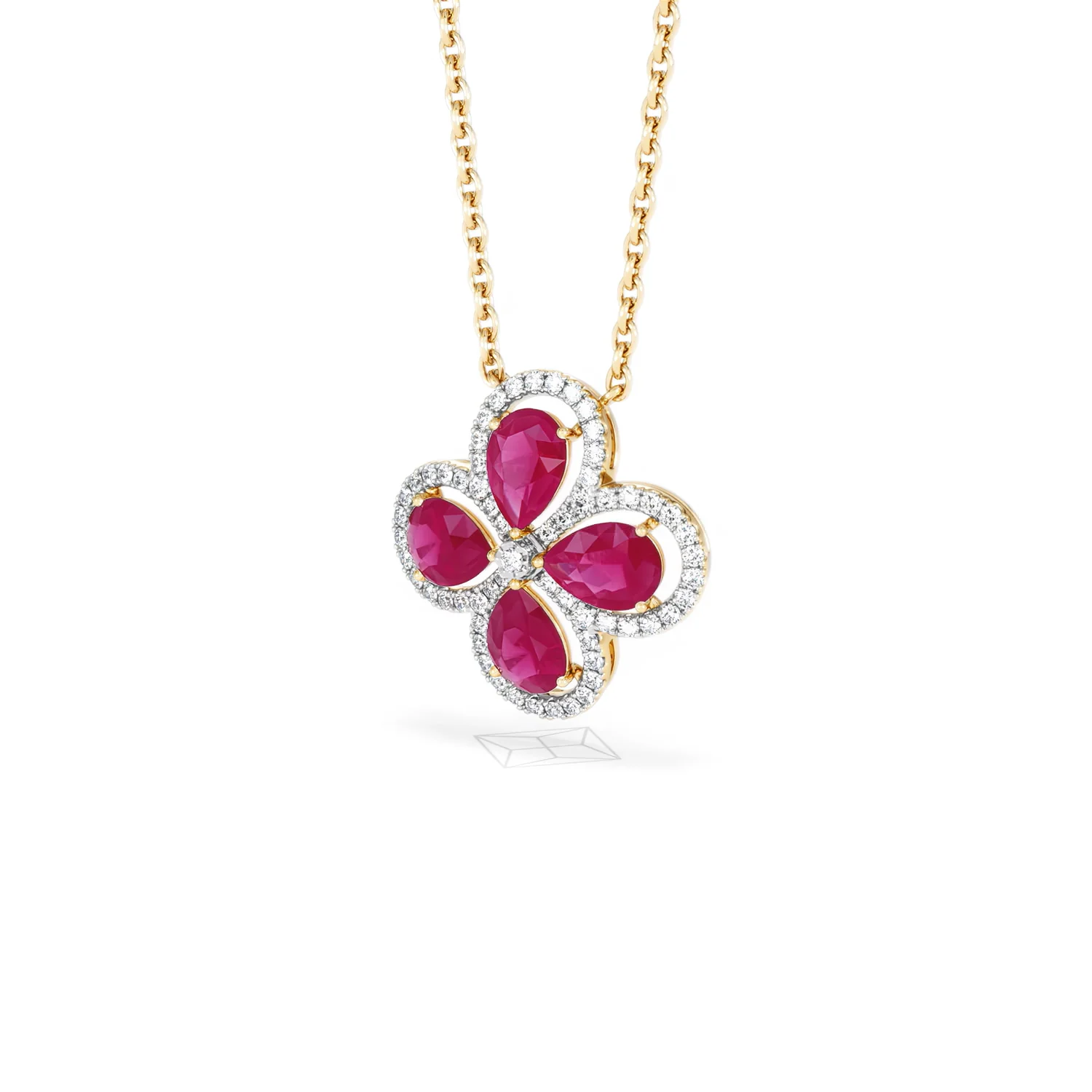 Bloom 3.30ct Lab Ruby and Lab Diamond Necklace in 18K Yellow Gold - Image 82