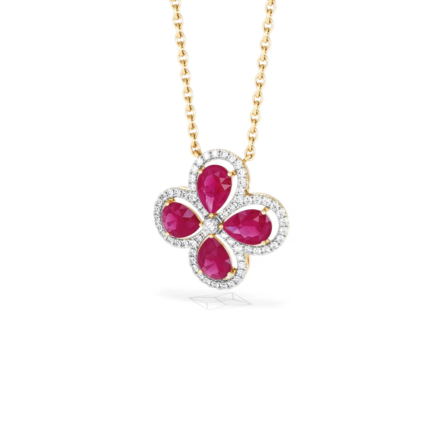 Bloom 3.30ct Lab Ruby and Lab Diamond Necklace in 18K Yellow Gold - Image 84