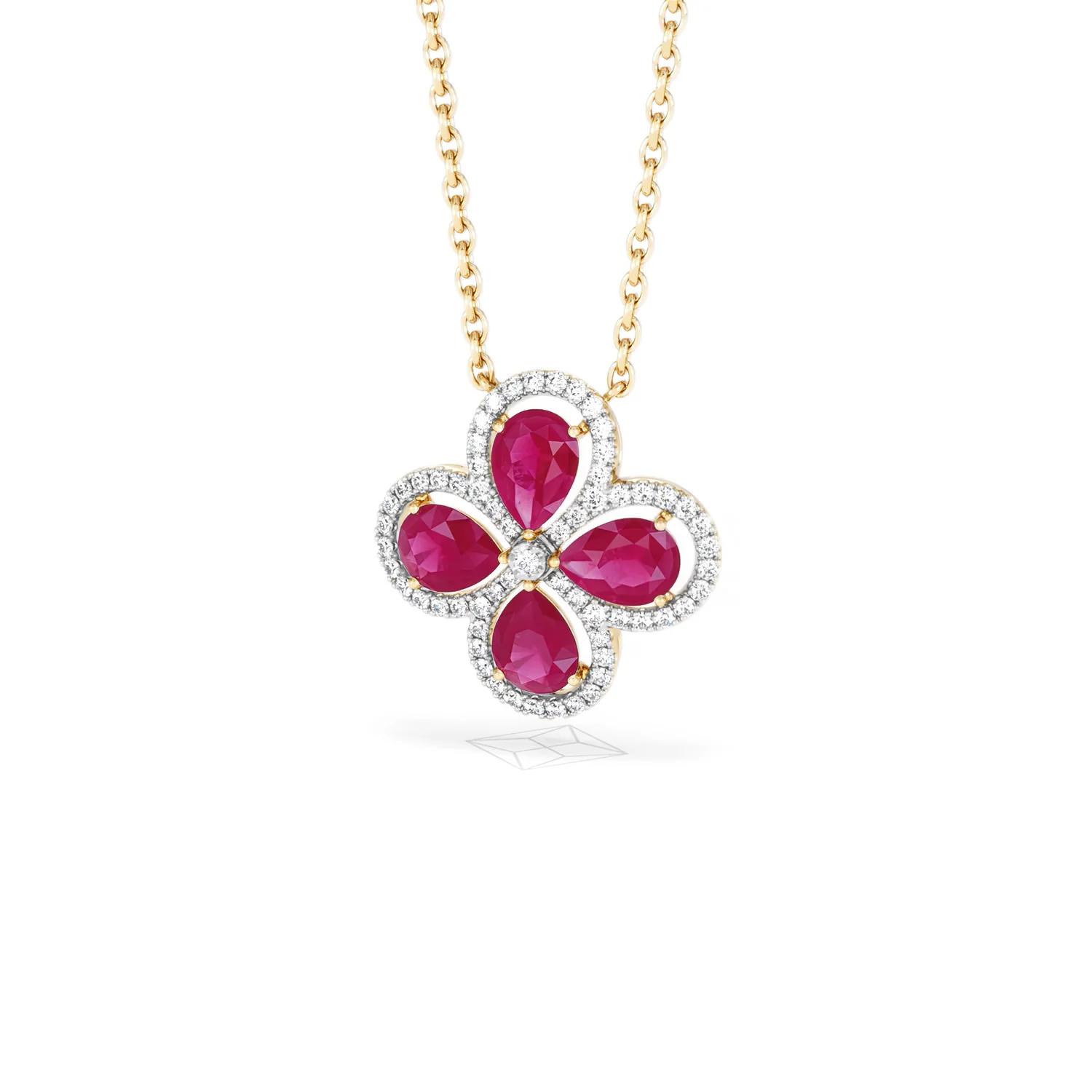 Bloom 3.30ct Lab Ruby and Lab Diamond Necklace in 18K Yellow Gold - Image 85
