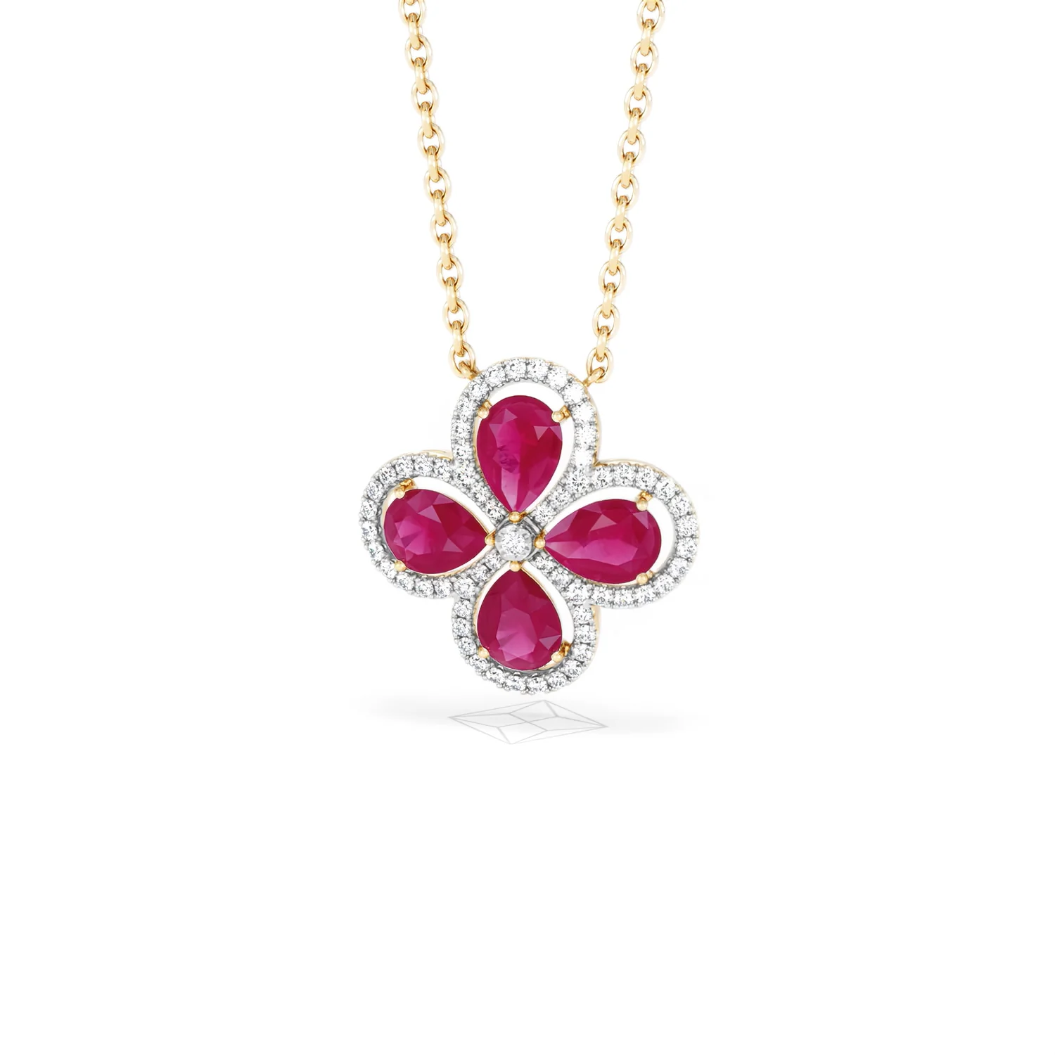 Bloom 3.30ct Lab Ruby and Lab Diamond Necklace in 18K Yellow Gold - Image 86