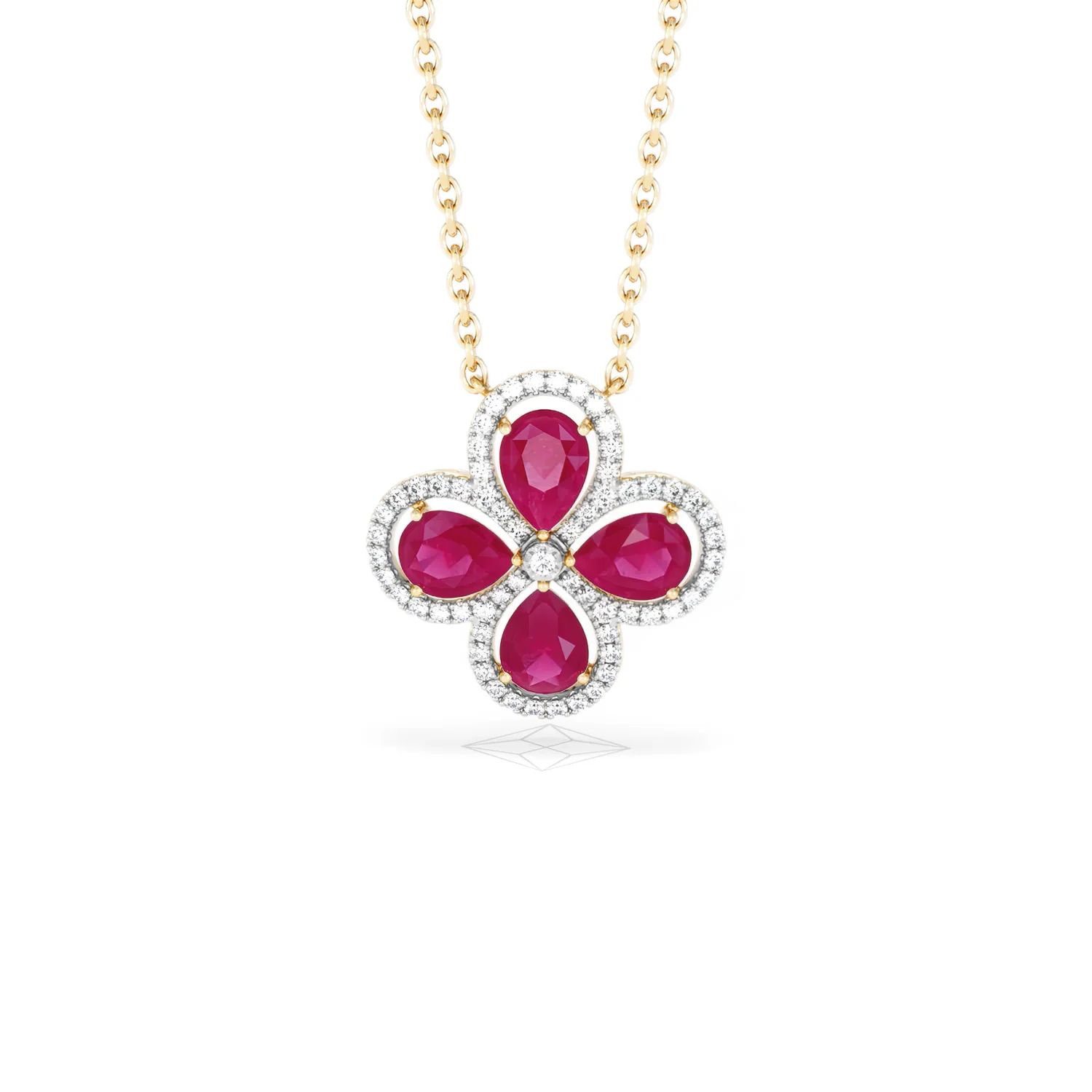 Bloom 3.30ct Lab Ruby and Lab Diamond Necklace in 18K Yellow Gold - Image 88