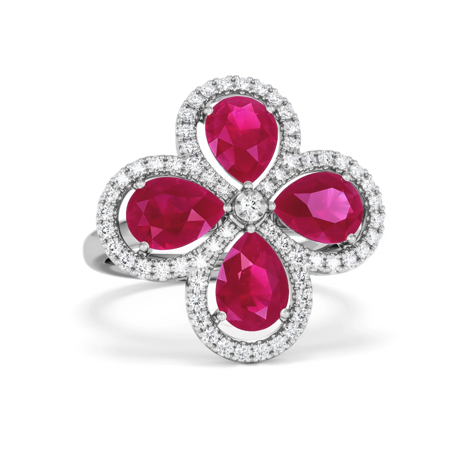 Bloom 3.30ct Lab Ruby and Lab Diamond Ring in 18K White Gold - Image 11