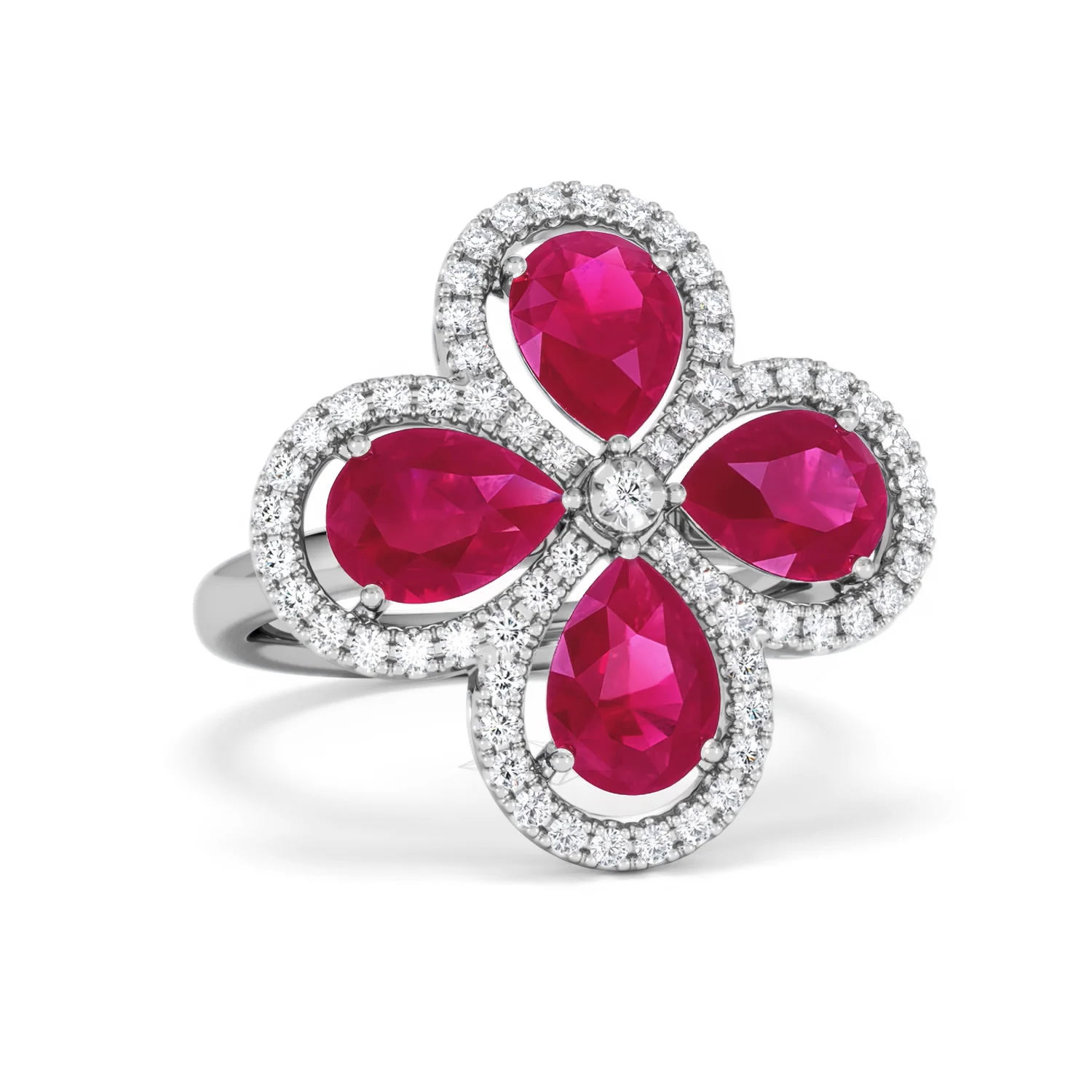 Bloom 3.30ct Lab Ruby and Lab Diamond Ring in 18K White Gold - Image 12