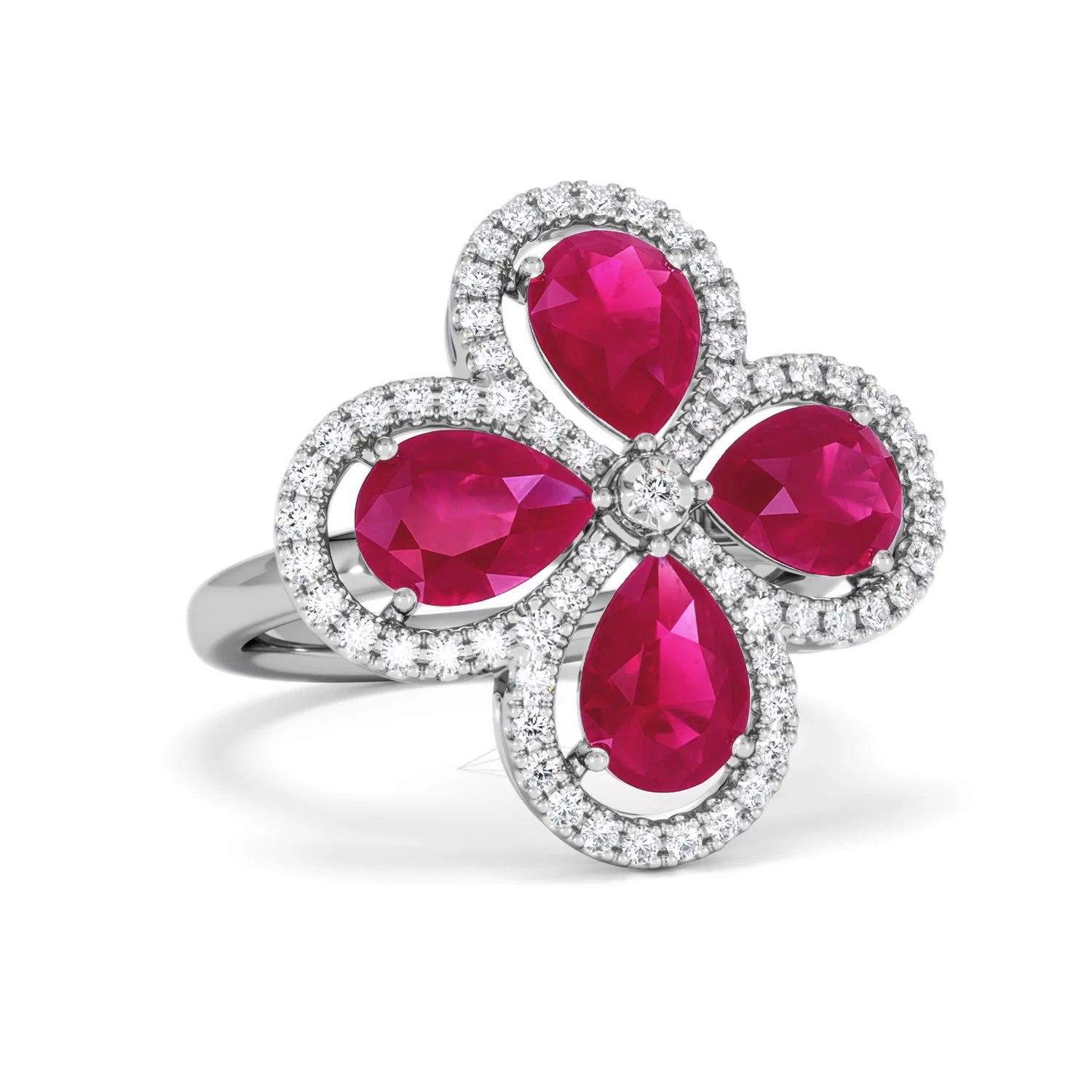 Bloom 3.30ct Lab Ruby and Lab Diamond Ring in 18K White Gold - Image 13