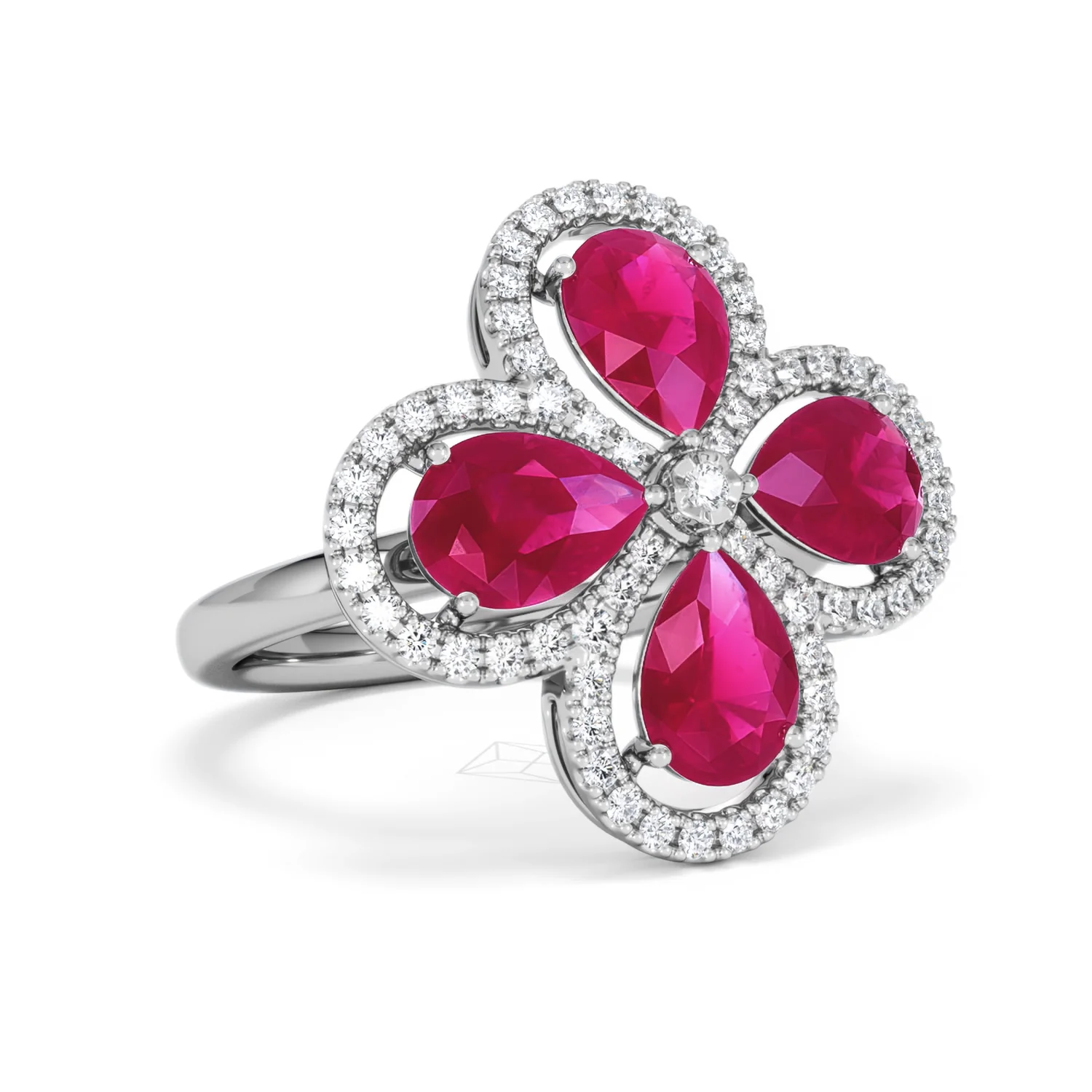 Bloom 3.30ct Lab Ruby and Lab Diamond Ring in 18K White Gold - Image 15