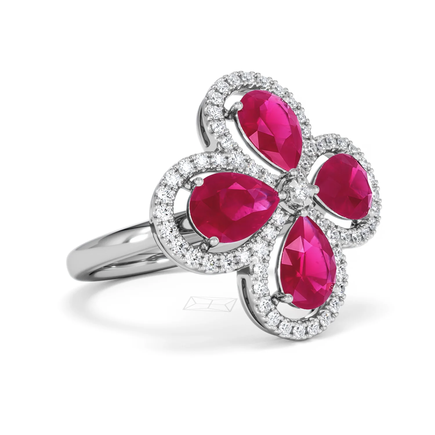 Bloom 3.30ct Lab Ruby and Lab Diamond Ring in 18K White Gold - Image 17