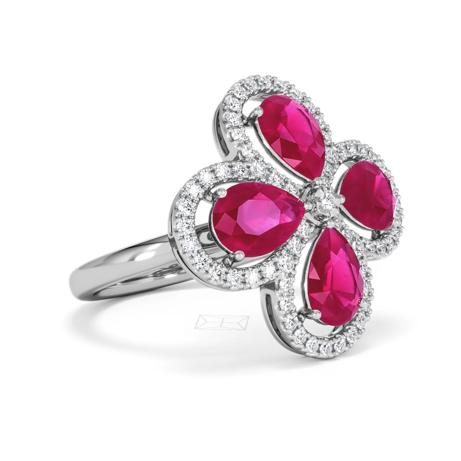 Bloom 3.30ct Lab Ruby and Lab Diamond Ring in 18K White Gold - Image 18