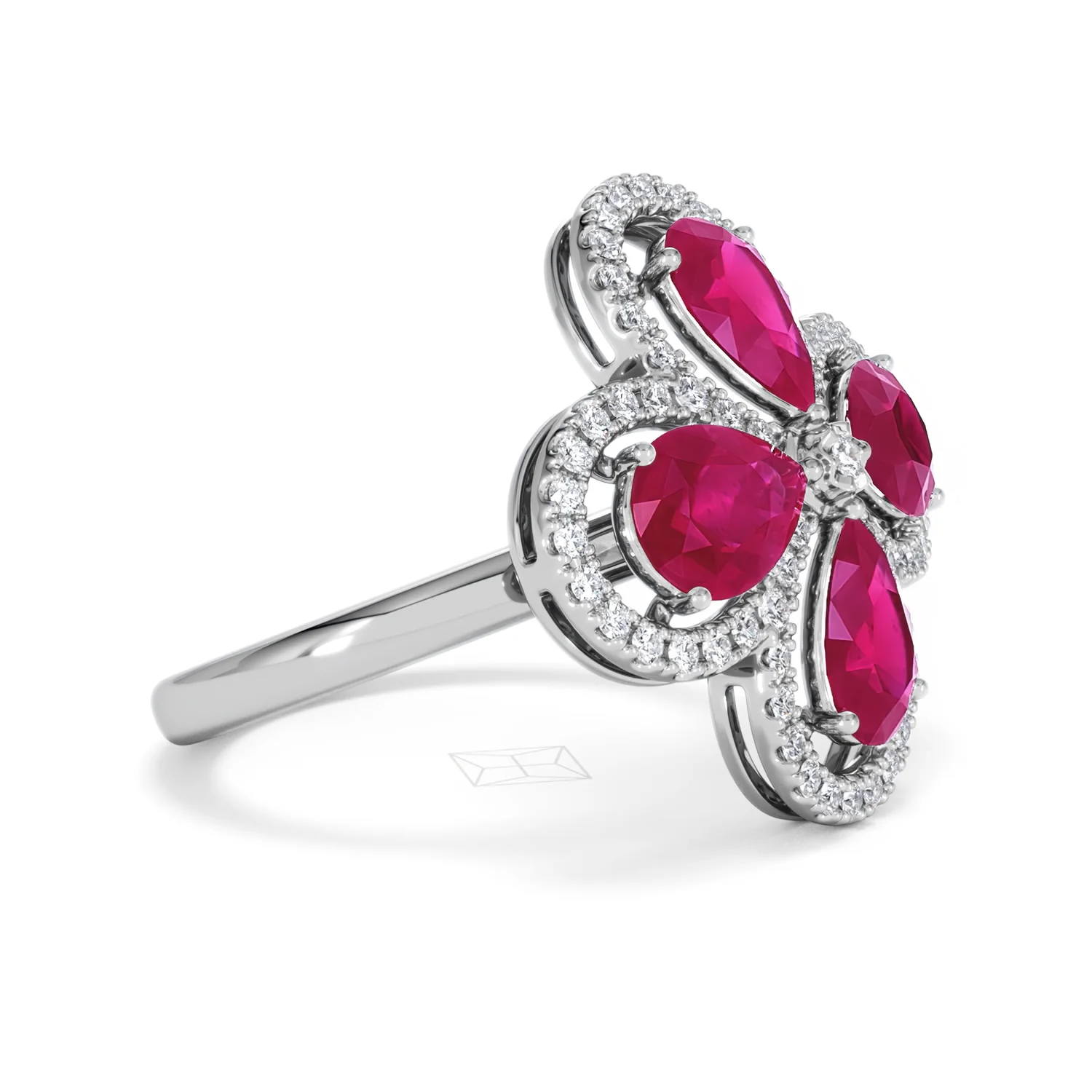 Bloom 3.30ct Lab Ruby and Lab Diamond Ring in 18K White Gold - Image 22