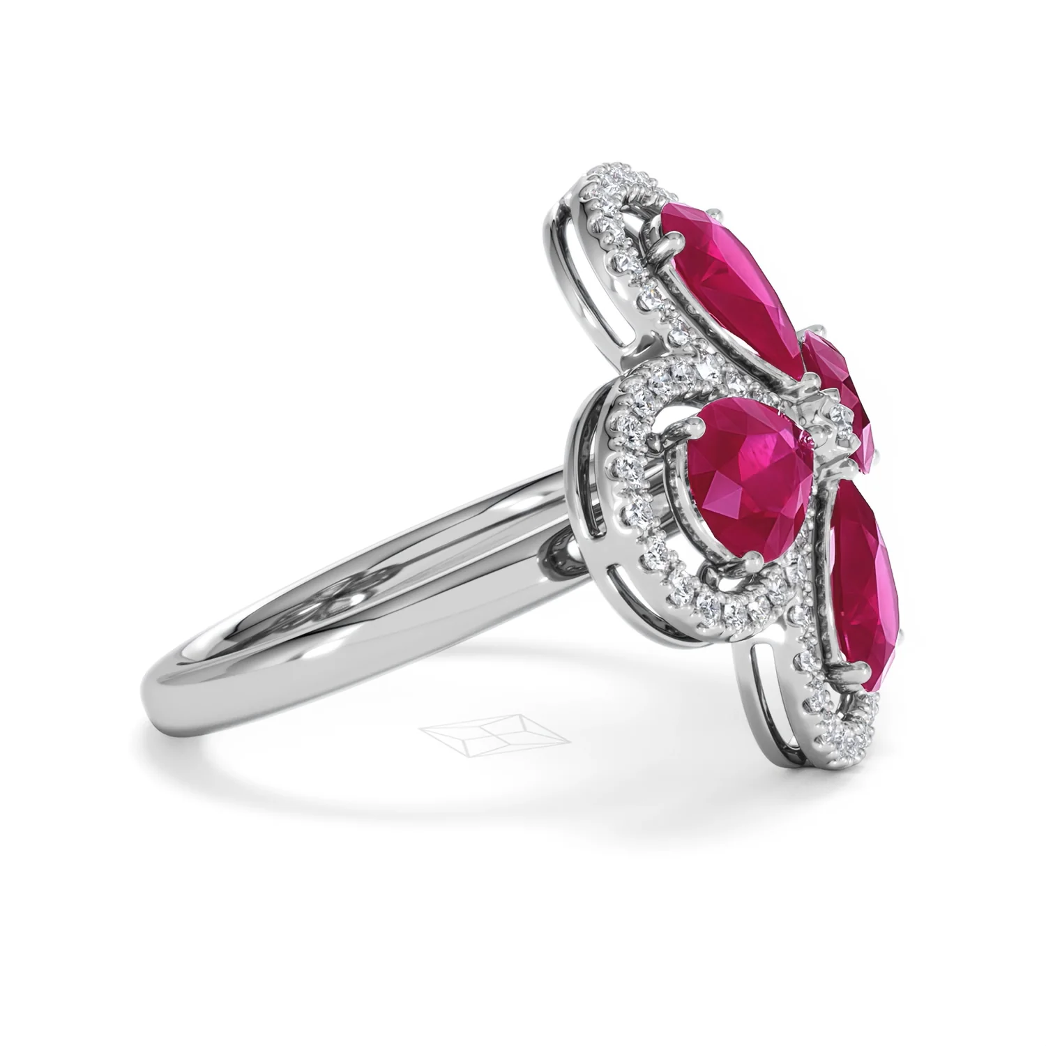 Bloom 3.30ct Lab Ruby and Lab Diamond Ring in 18K White Gold - Image 25