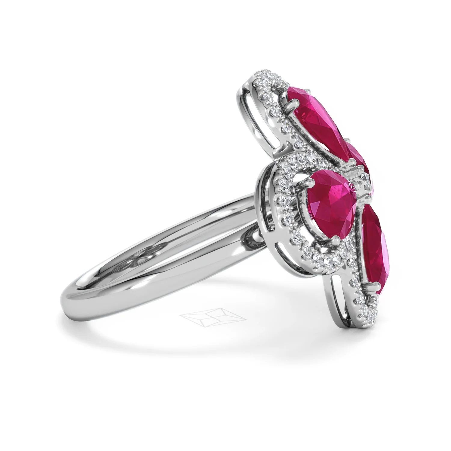 Bloom 3.30ct Lab Ruby and Lab Diamond Ring in 18K White Gold - Image 26