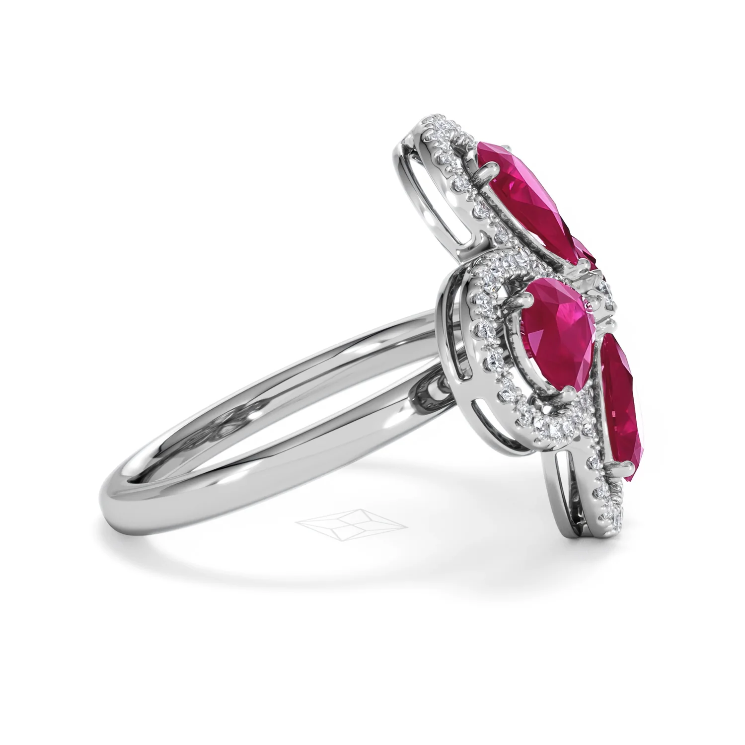 Bloom 3.30ct Lab Ruby and Lab Diamond Ring in 18K White Gold - Image 27
